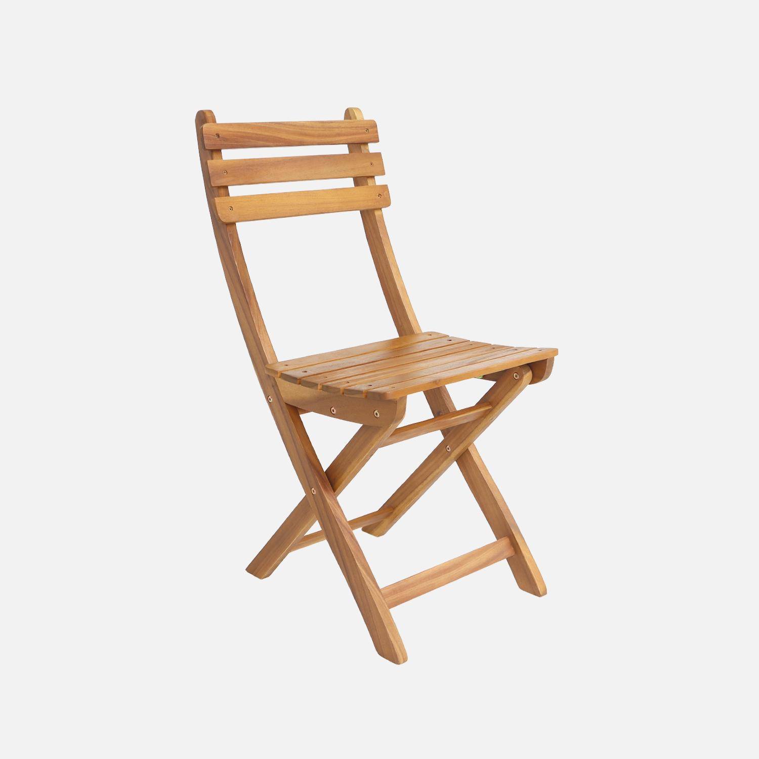 Table de jardin acacia avec coins arrondis, 8 chaises, naturel, 160 x 90 x 75 cm Photo5