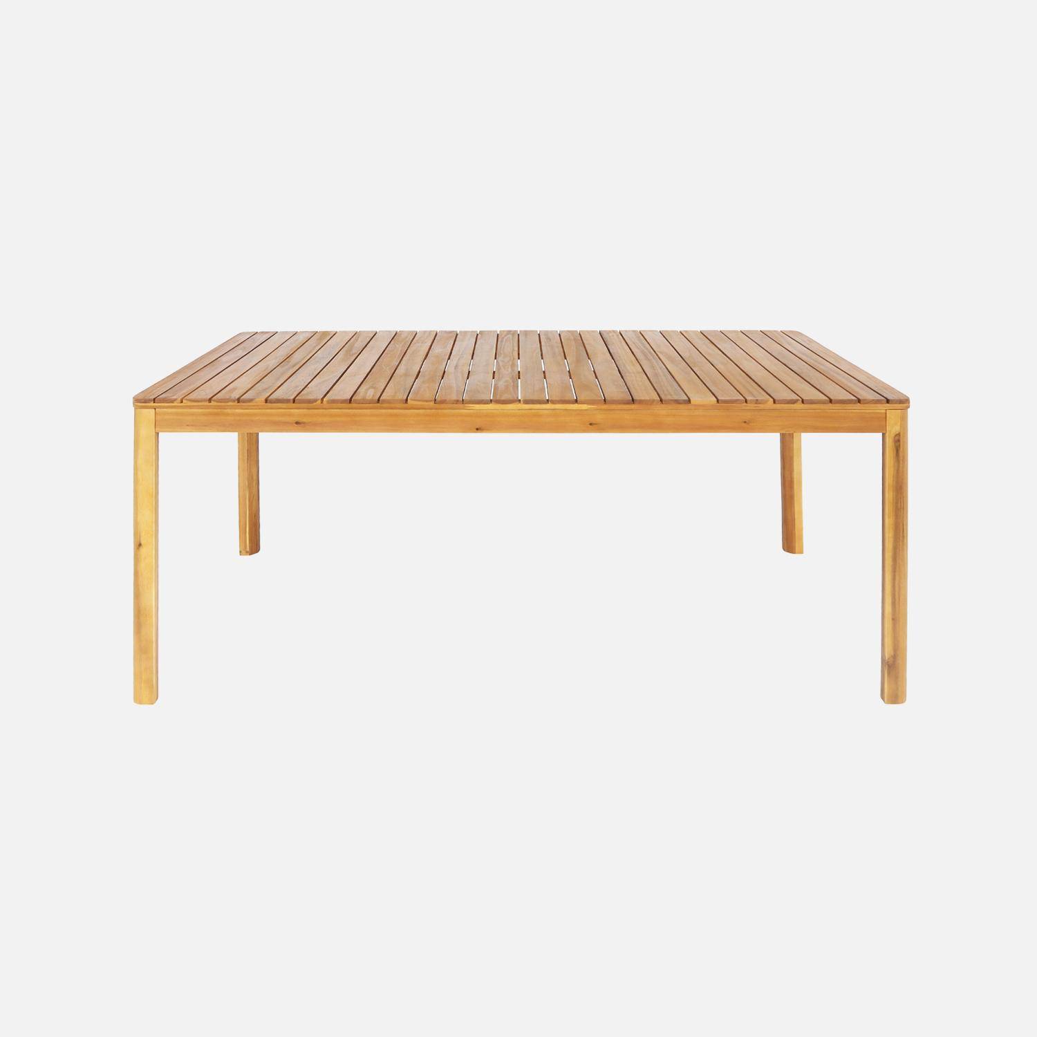 Table de jardin acacia avec coins arrondis, 8 chaises, naturel, 160 x 90 x 75 cm Photo4
