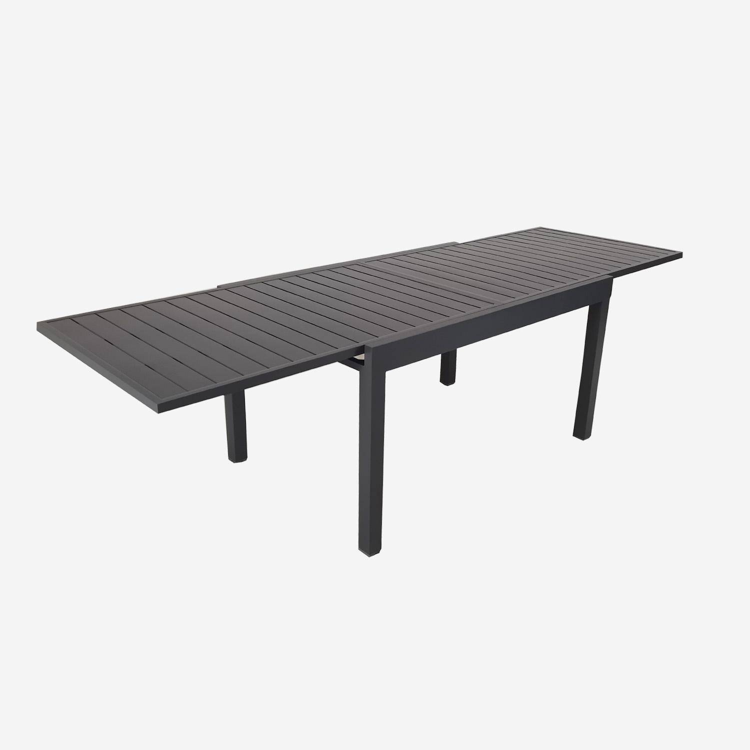Table de jardin extensible, 8 fauteuils, aluminium et textilène, anthracite, 270 x 90 x 75 cm Photo6