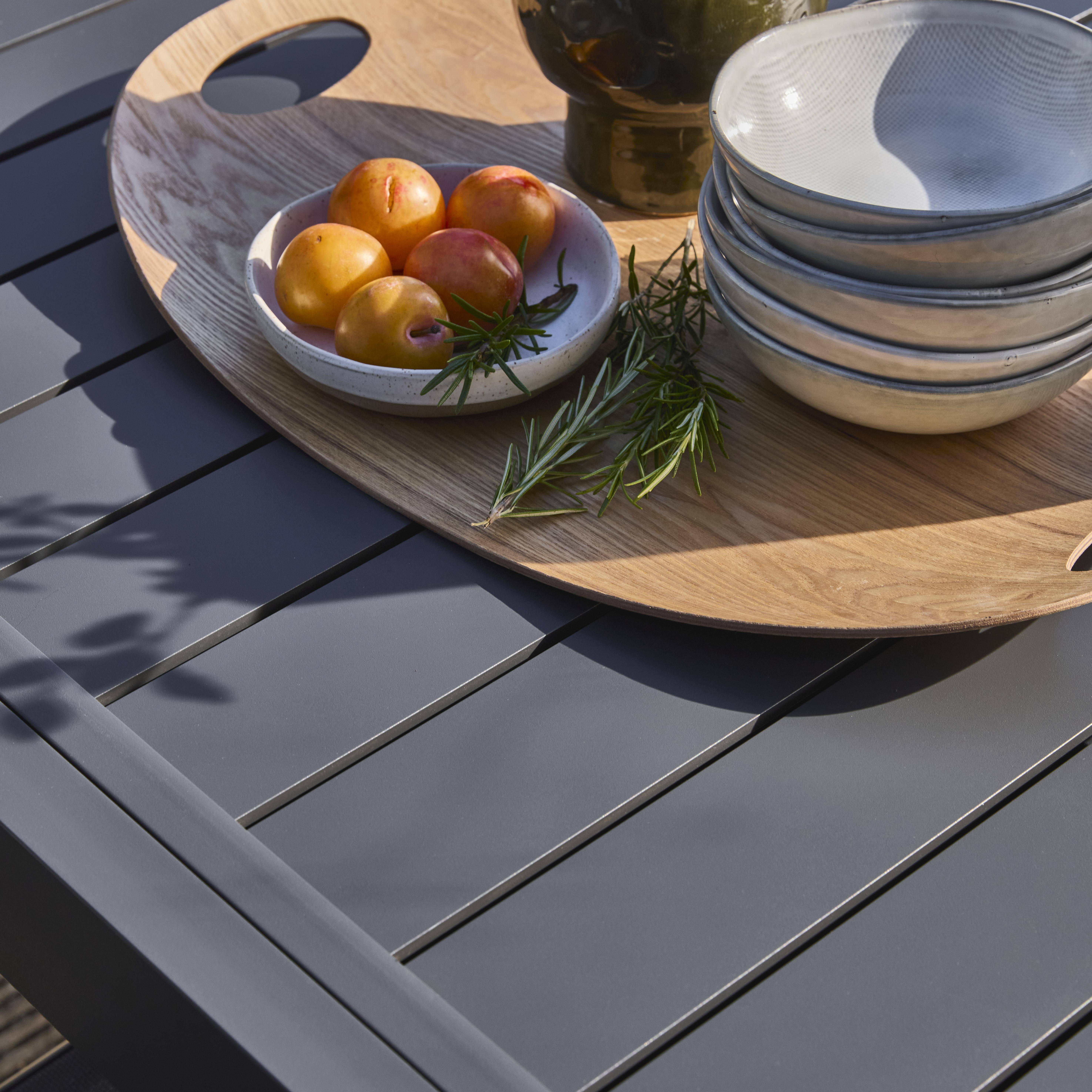 Table de jardin extensible, 8 fauteuils, aluminium et textilène, anthracite, 270 x 90 x 75 cm Photo3