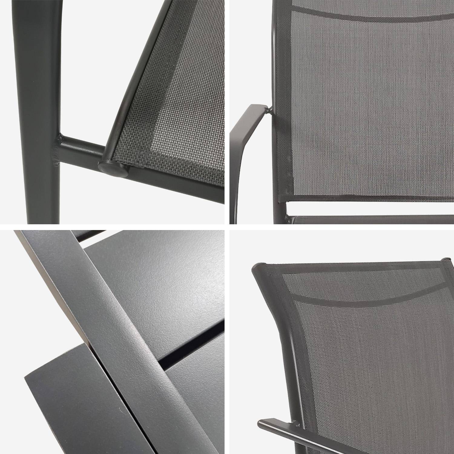 Table de jardin extensible, 8 fauteuils, aluminium et textilène, anthracite, 270 x 90 x 75 cm Photo8