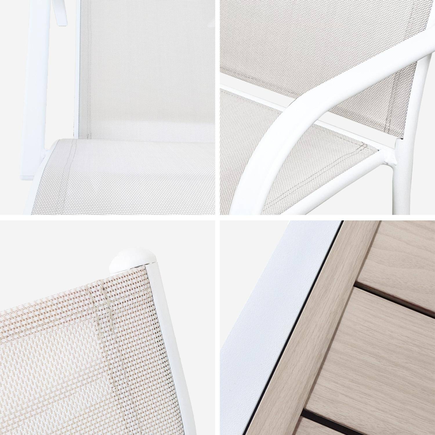 Mesa de jardín extensible de aluminio con 8 sillas, Elora + Amara, Blanco, 270x90x75 cm Photo8