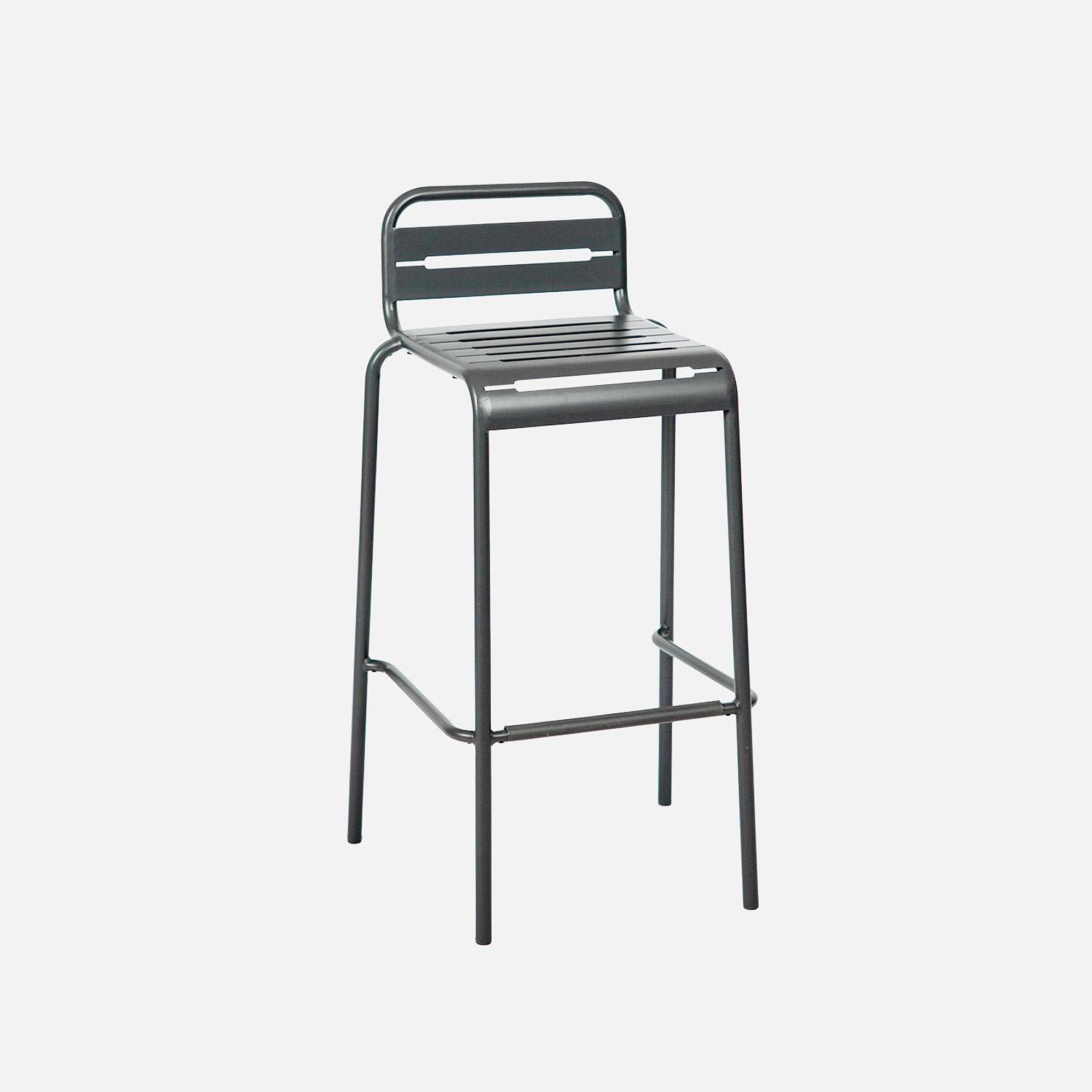 Table haute de jardin AMELIA anthracite, 4 chaises hautes en acier, 120 x 70cm x 95cm Photo6