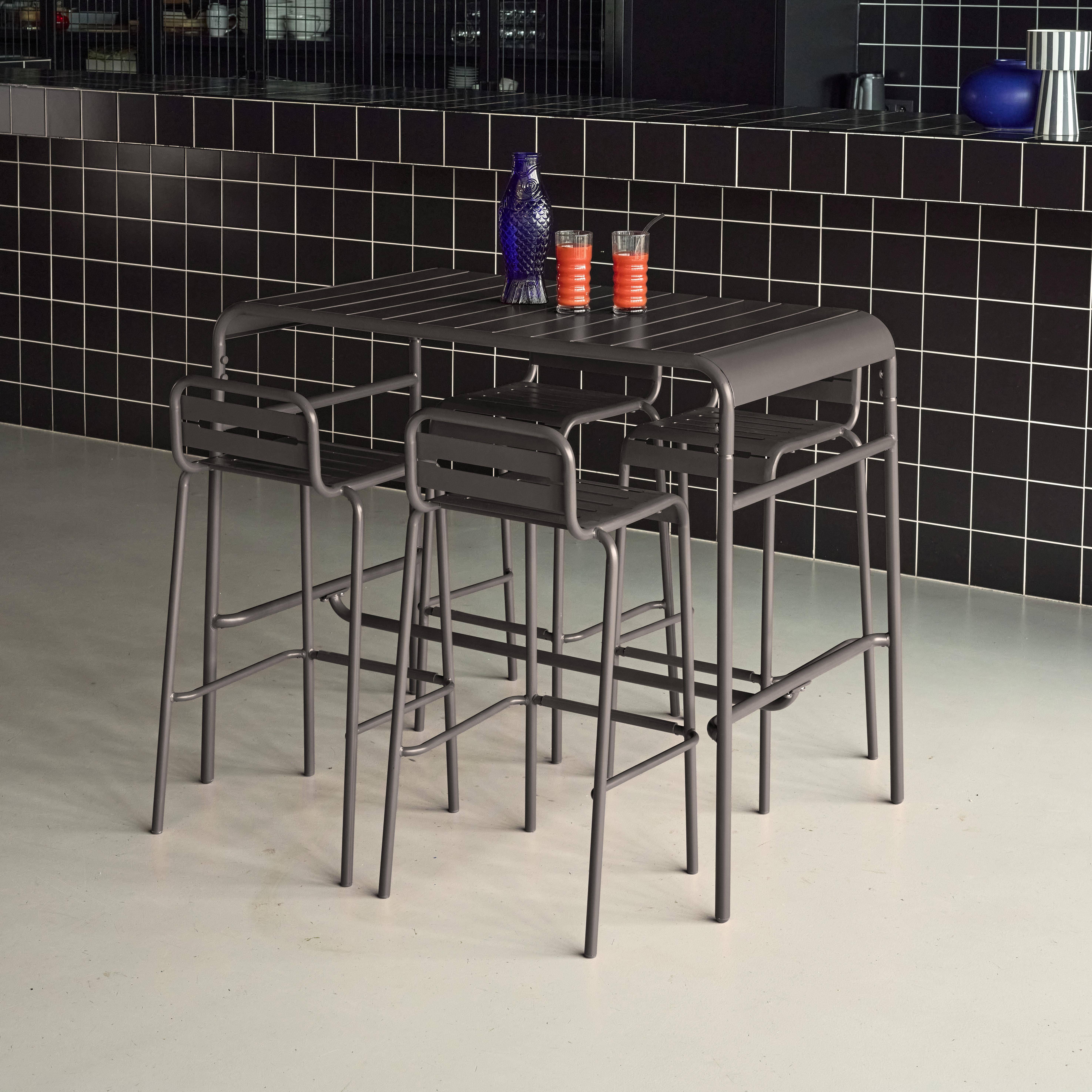 Garden high table with 4 steel bar stools Anthracite 120x70x95 cm - Amelia,sweeek,Photo2