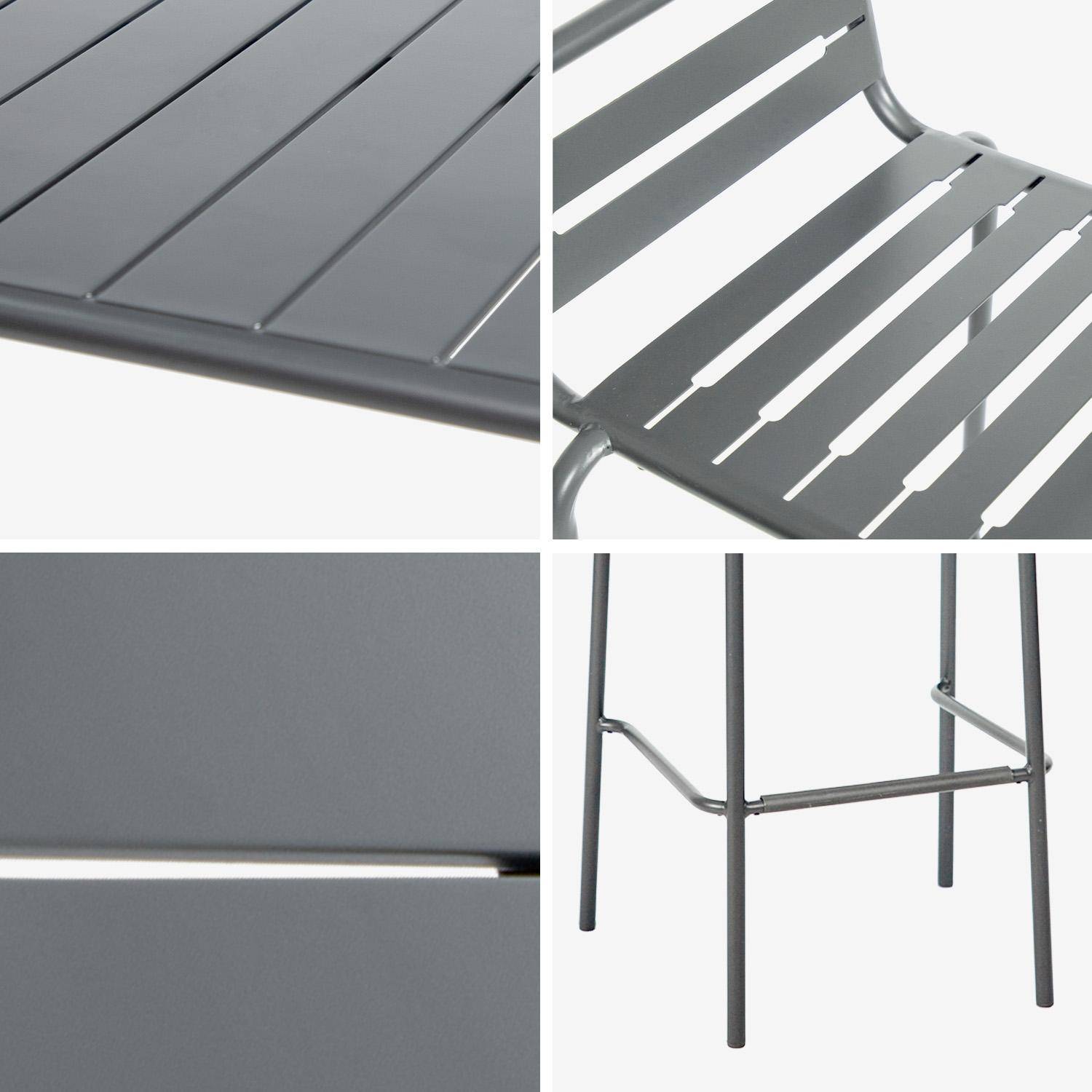 Table haute de jardin AMELIA anthracite, 4 chaises hautes en acier, 120 x 70cm x 95cm Photo7