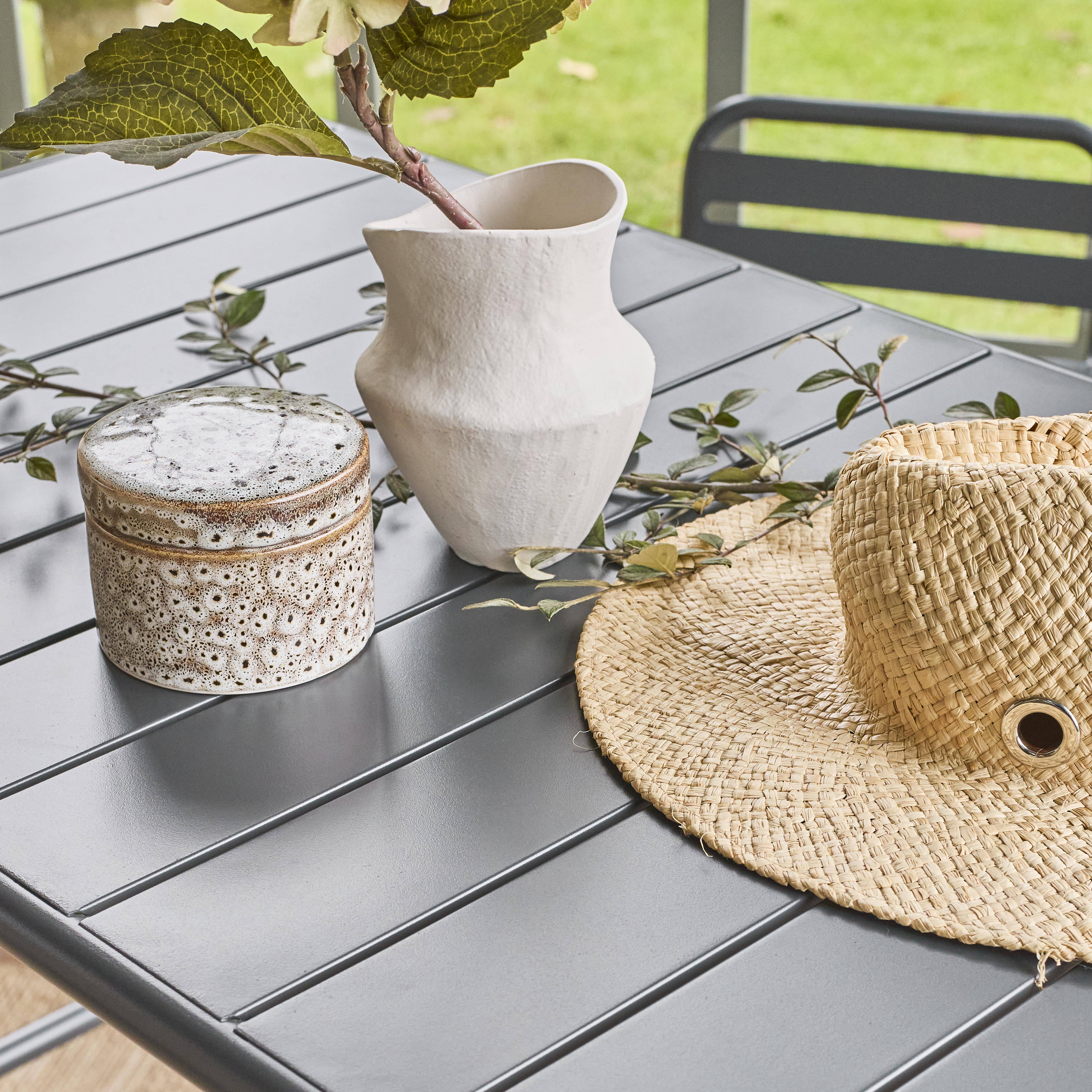 Table haute de jardin AMELIA anthracite, 4 chaises hautes en acier, 120 x 70cm x 95cm Photo2