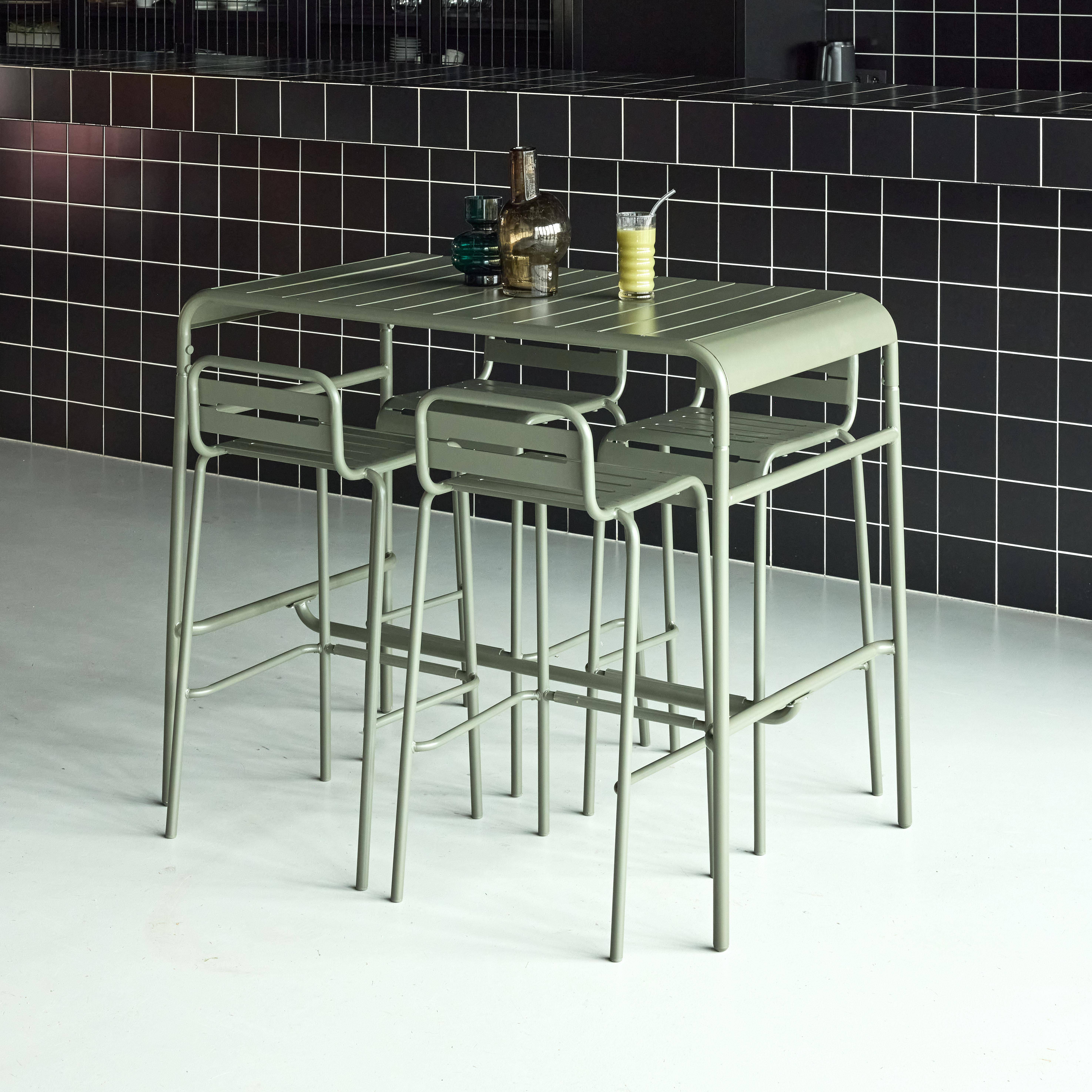 Wysoki stół ogrodowy AMELIA + 4 krzesła stalowe, khaki, 120 x 70 x 95 cm - Amélia Photo2