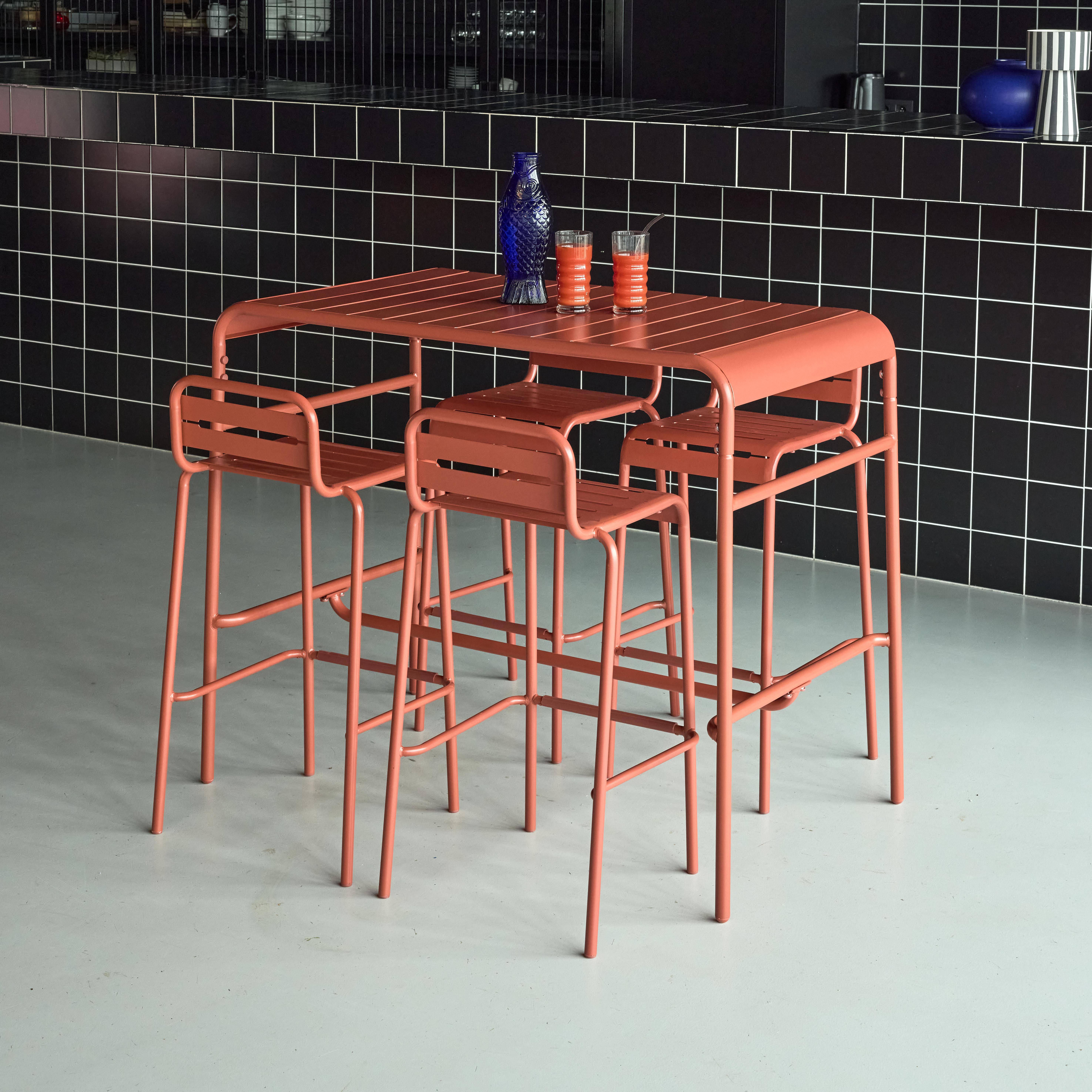 Wysoki stół ogrodowy AMELIA + 4 krzesła stalowe, terakota, 120 x 70 x 95 cm Photo2