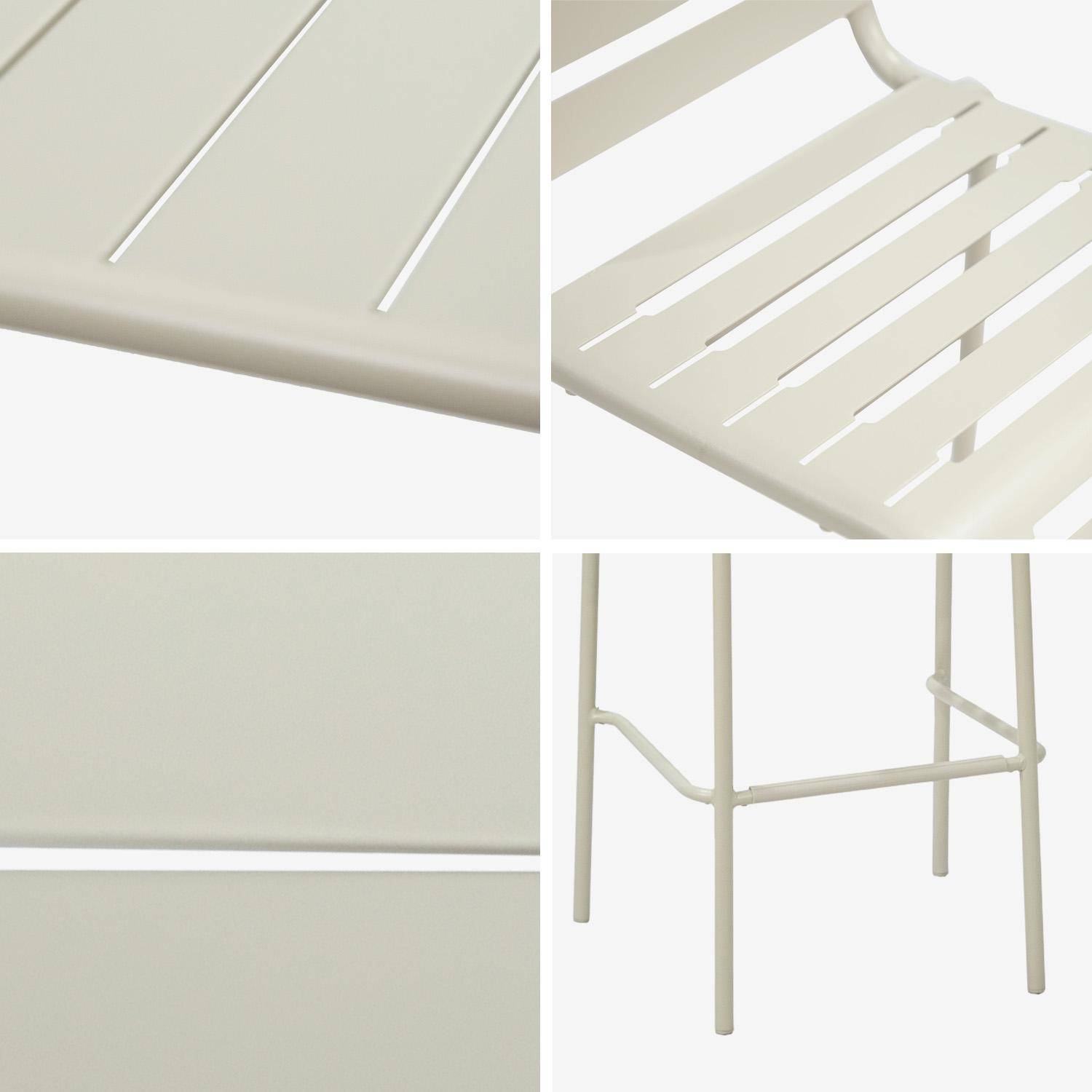 Tavolo da giardino alto, 4 sedie alte in acciaio, Amelia, Beige, 120x70x95 cm Photo7