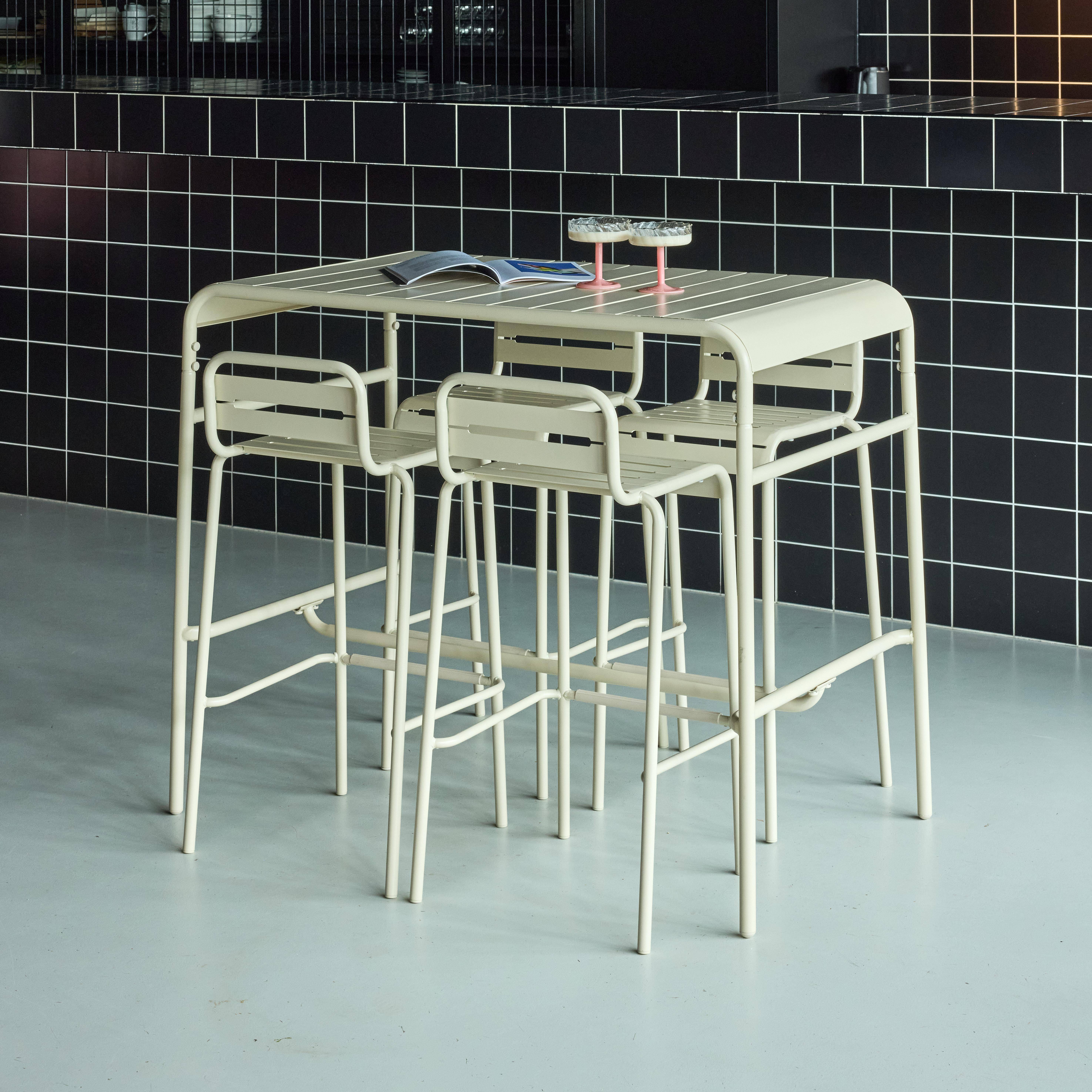 Wysoki stół ogrodowy AMELIA + 4 krzesła stalowe, beżowe, 120 x 70 x 95 cm,sweeek,Photo2