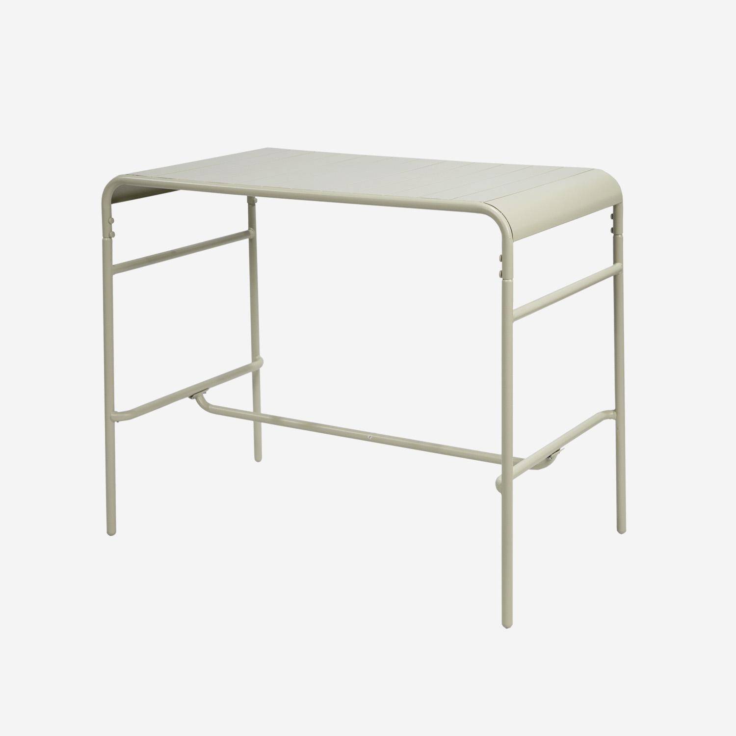 Tavolo da giardino alto, 4 sedie alte in acciaio, Amelia, Beige, 120x70x95 cm Photo4
