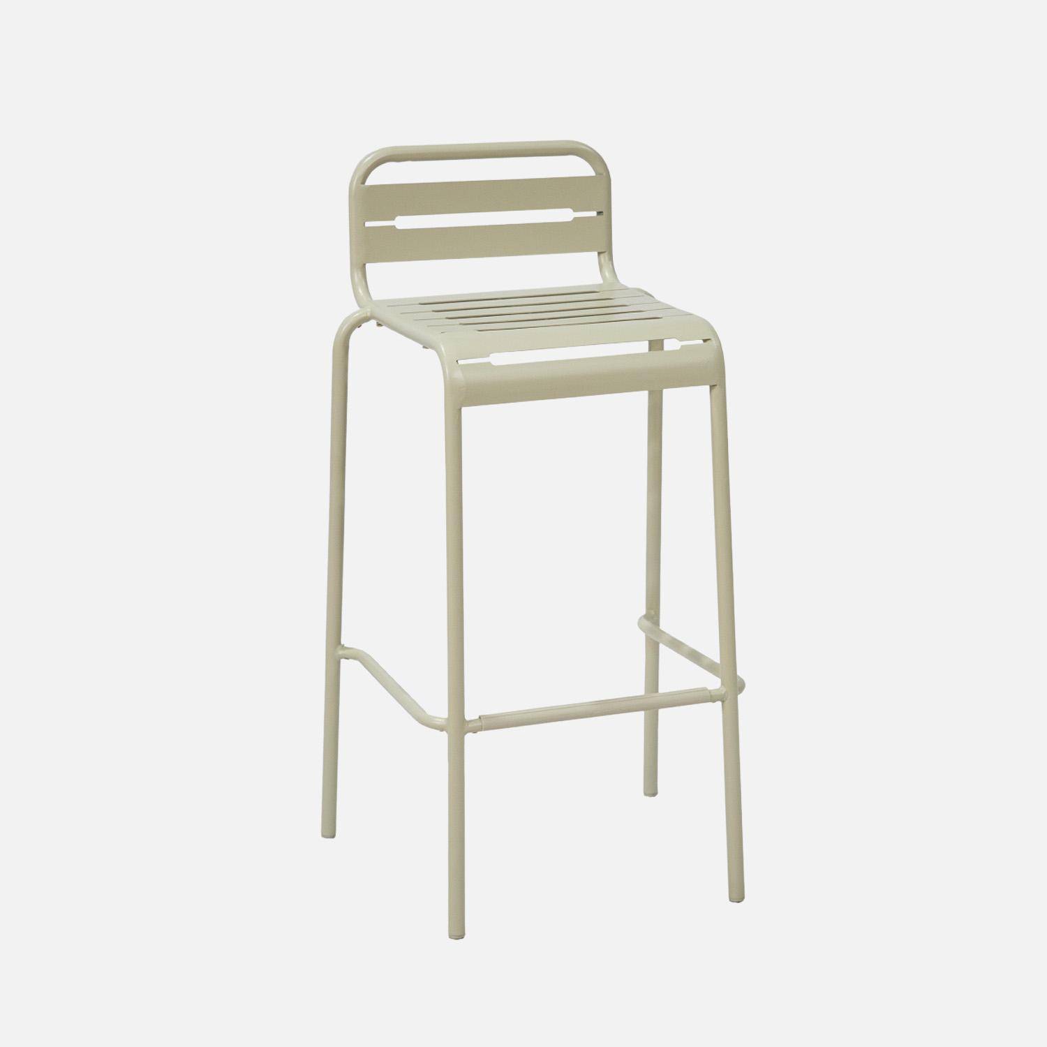 Tavolo da giardino alto, 4 sedie alte in acciaio, Amelia, Beige, 120x70x95 cm Photo6