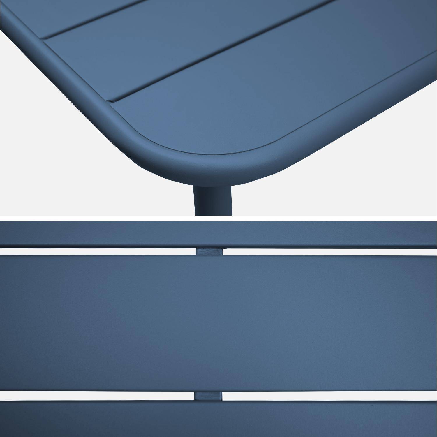 Table de jardin métal 4 chaises bleu marine en acier, Amelia, 120 x 70 x 72,5 cm Photo6