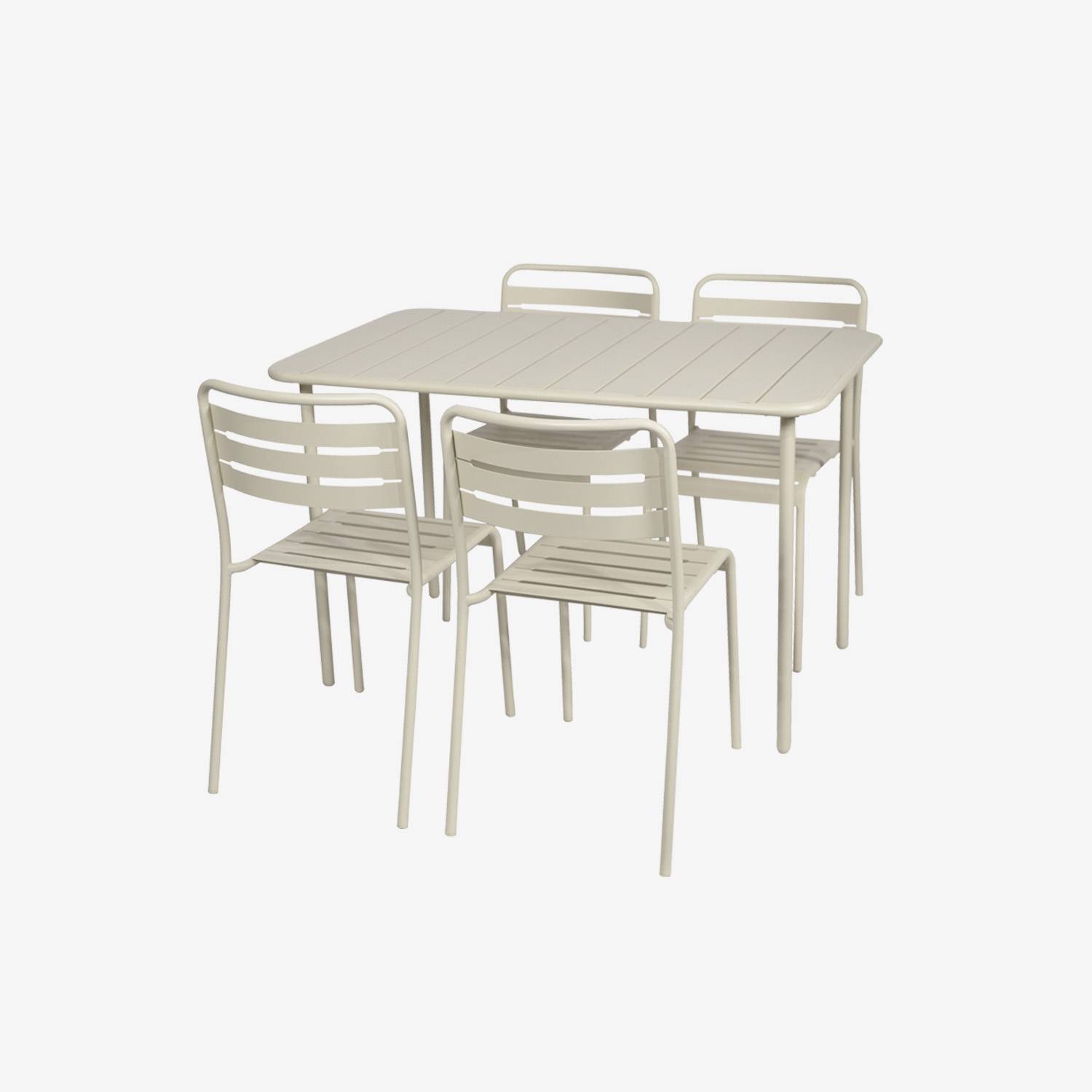 Tuinset van metaal met 4 beigen stoelen