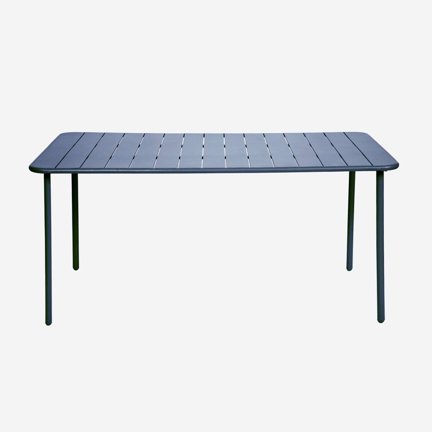 Mesa de jardín de metal con 6 sillas, Amelia, Azul marino, 160x90x72.5 cm Photo3