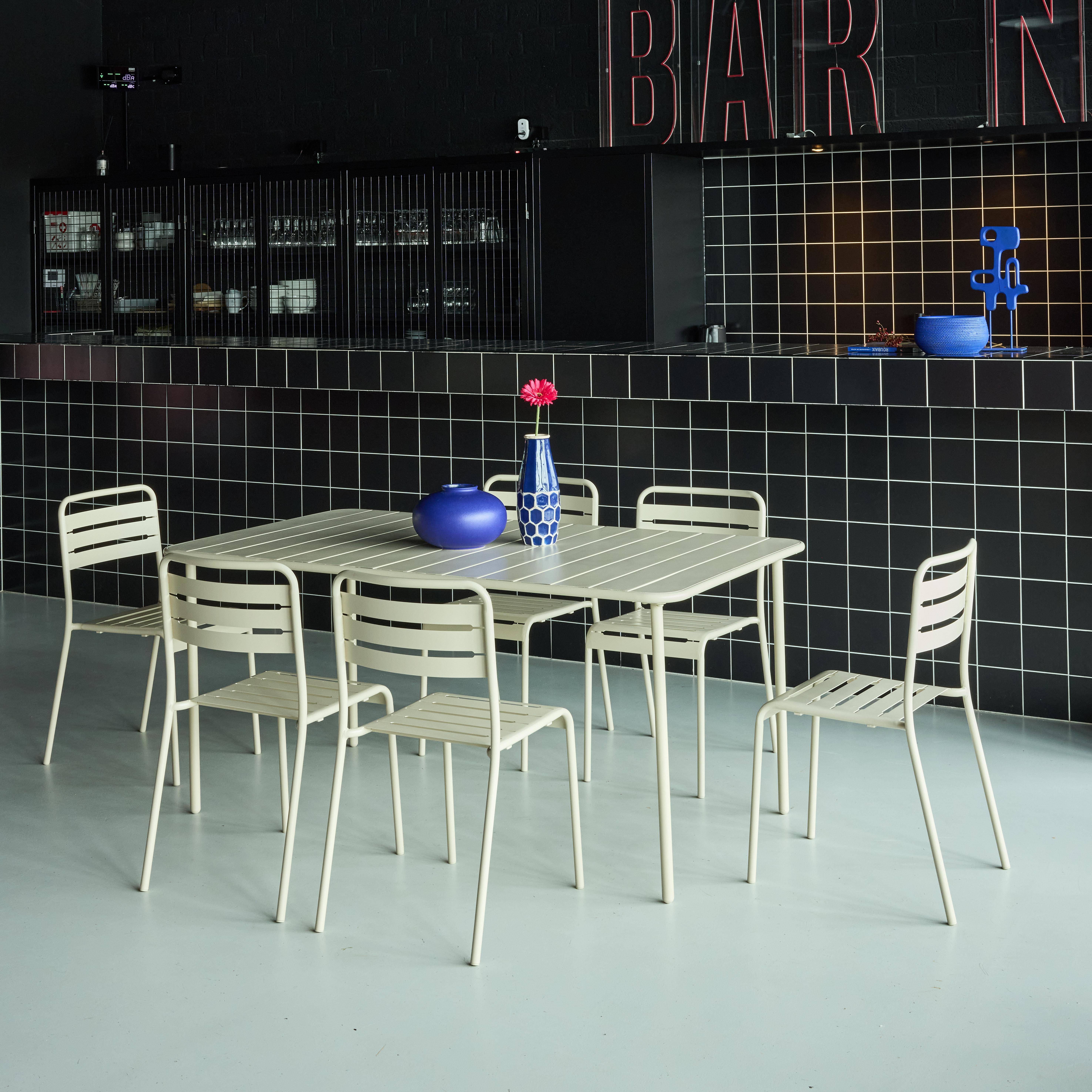 Table de jardin en métal beige Amélia + 6 chaises,sweeek,Photo2