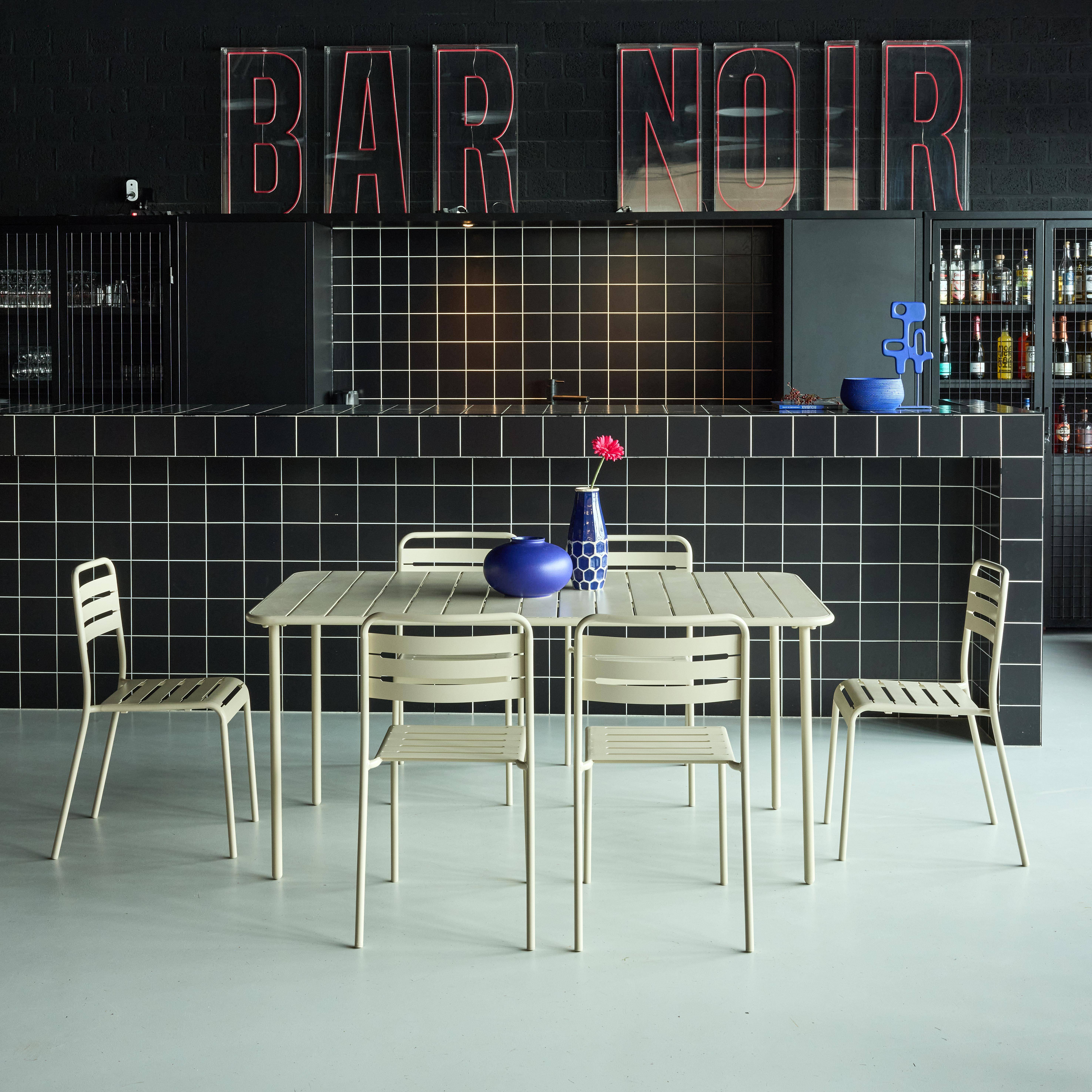 Table de jardin en métal beige Amélia + 6 chaises Photo1