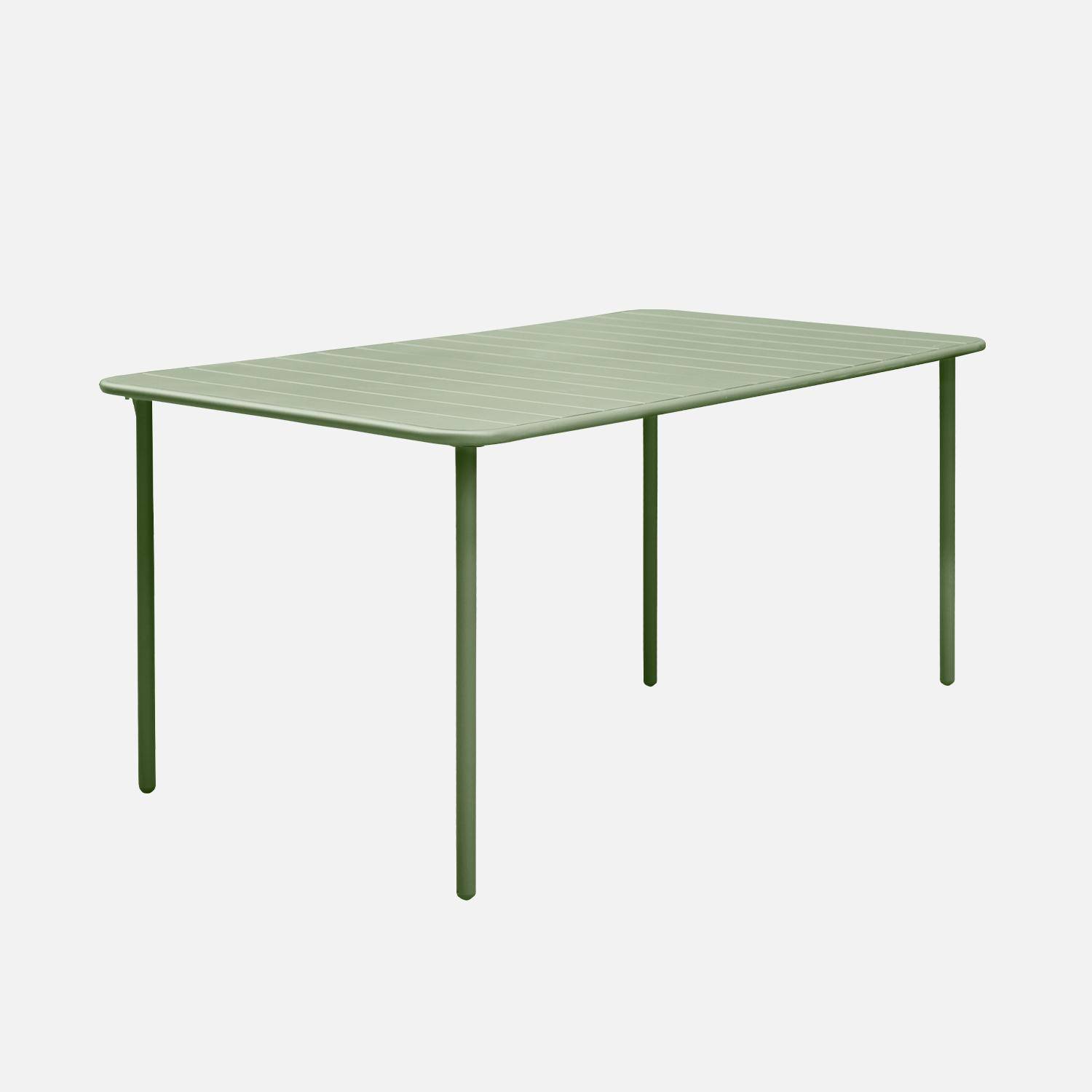 Table de jardin en métal vert + 8 chaises, traitement antirouille, lattes et bords arrondis  Photo3