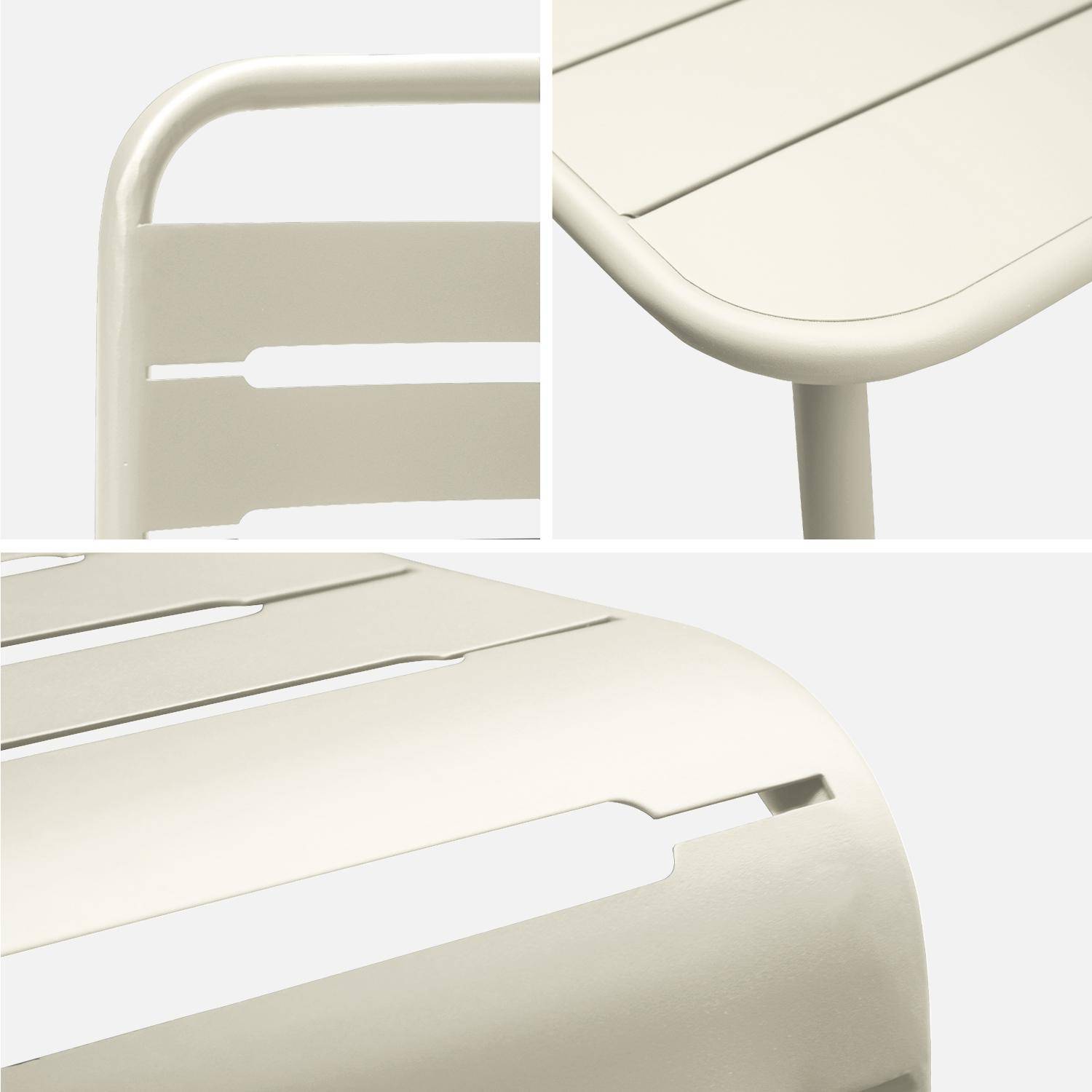 Table de jardin en métal beige + 8 chaises, traitement antirouille, lattes et bords arrondis  Photo5