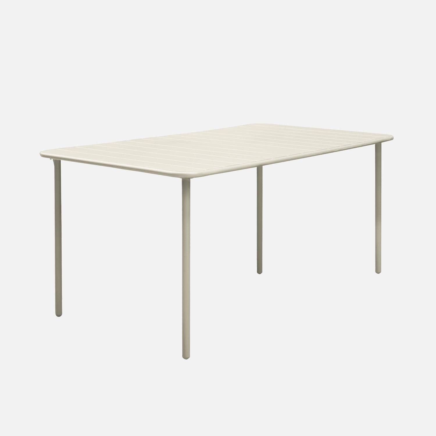 Table de jardin en métal beige + 8 chaises, traitement antirouille, lattes et bords arrondis  Photo3
