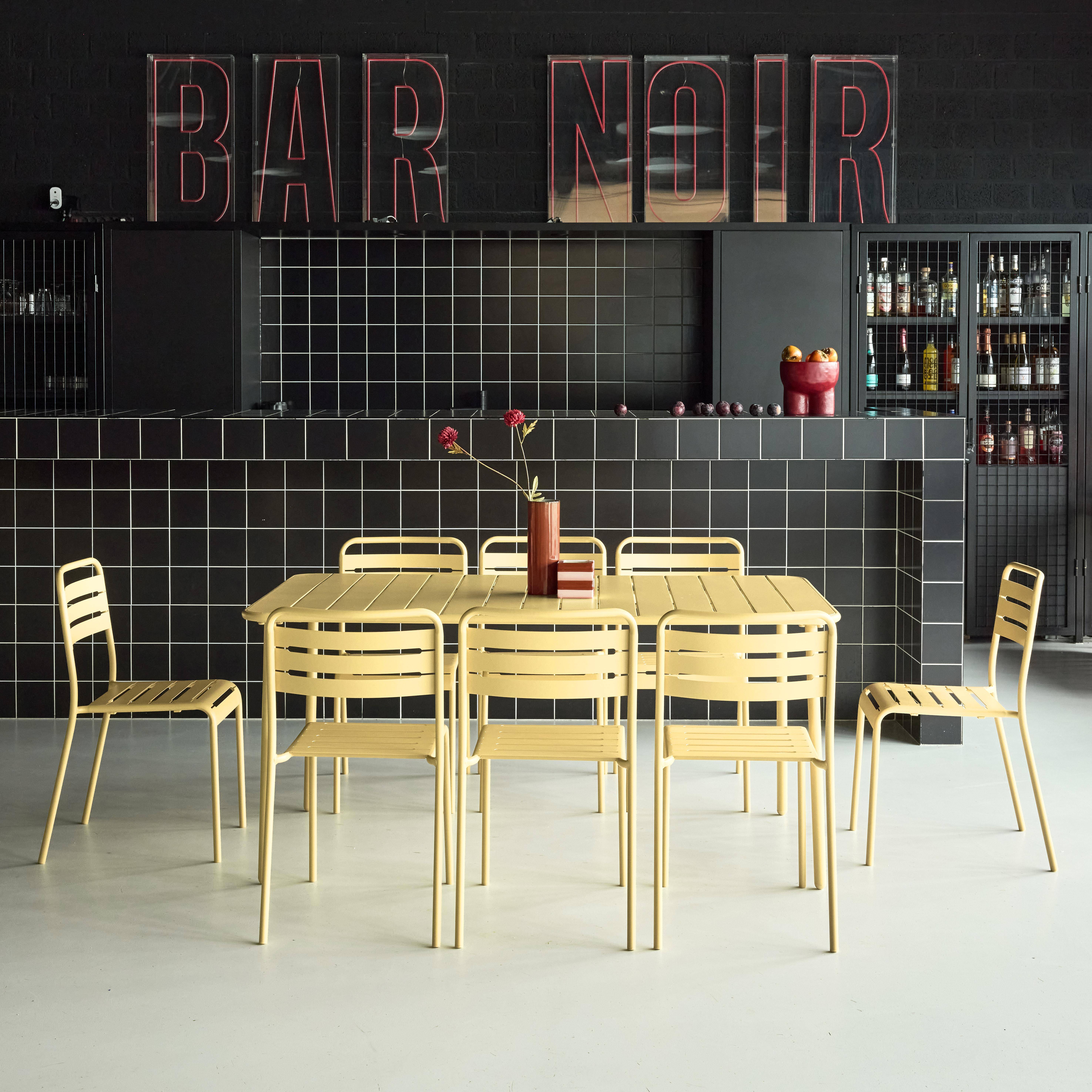 Mesa de jardín de metal con 8 sillas Amarillo - 141.2x80x72.5 cm,sweeek,Photo1