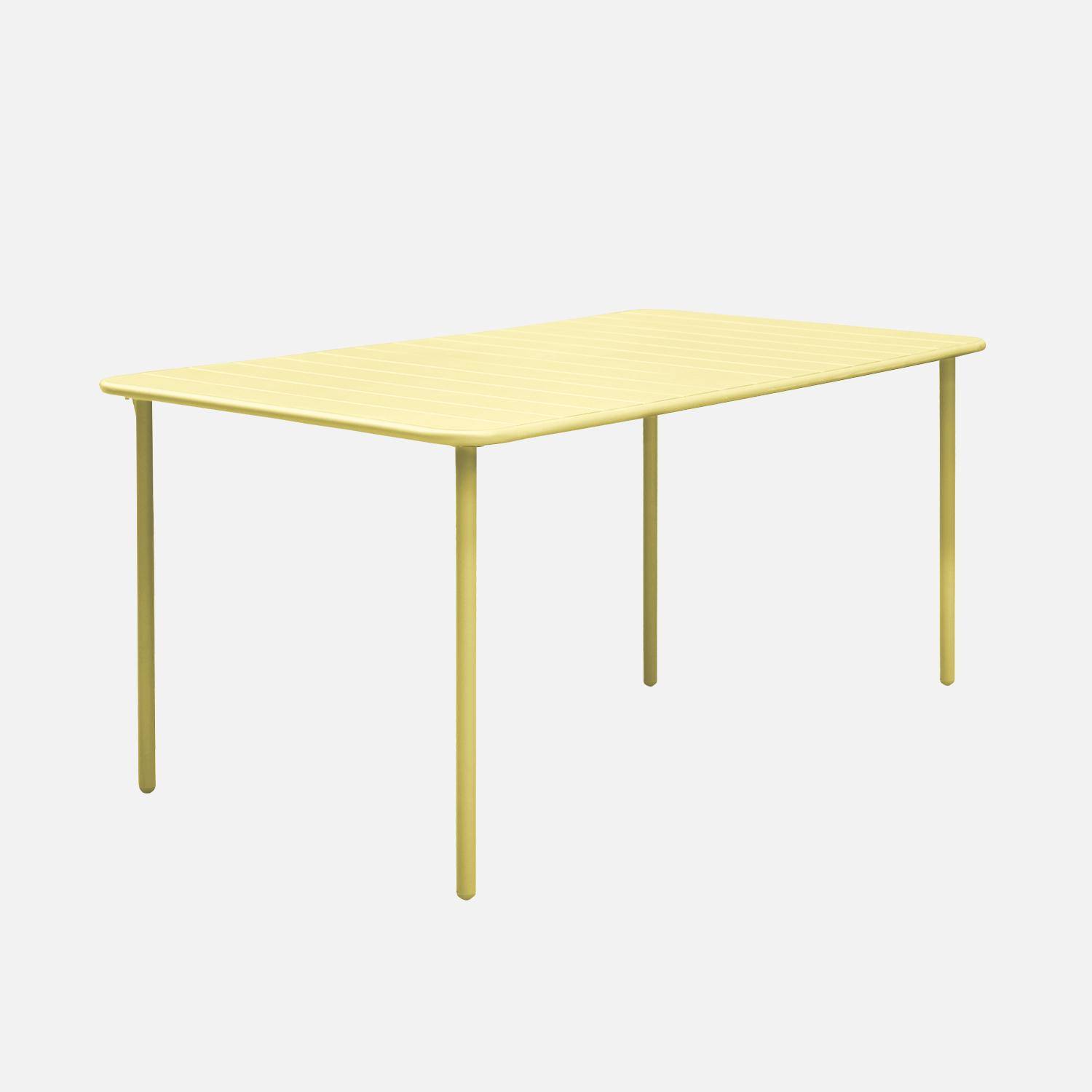 Table de jardin en métal jaune + 8 chaises, traitement antirouille, lattes et bords arrondis  Photo3