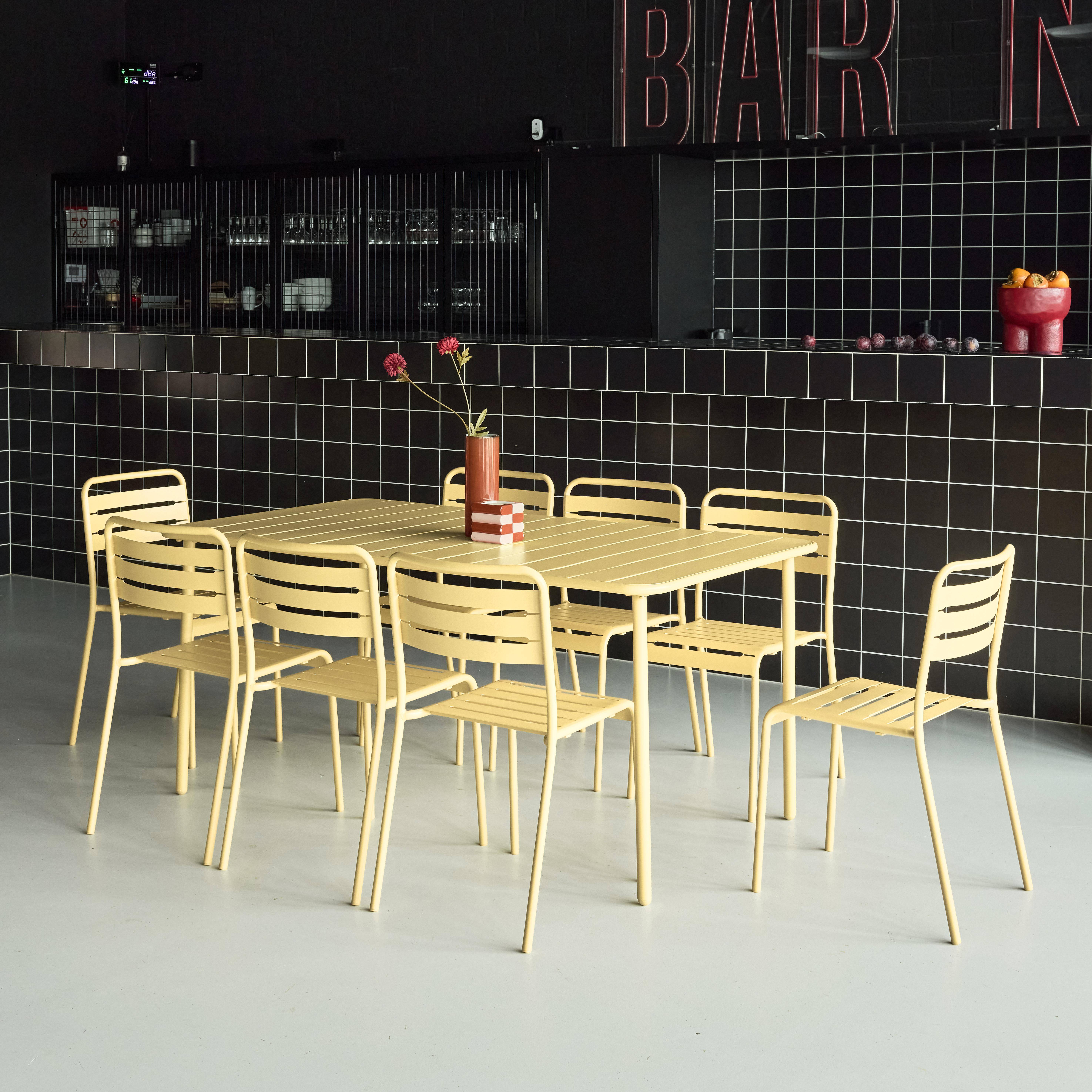 Mesa de jardín de metal con 8 sillas Amarillo - 141.2x80x72.5 cm Photo2