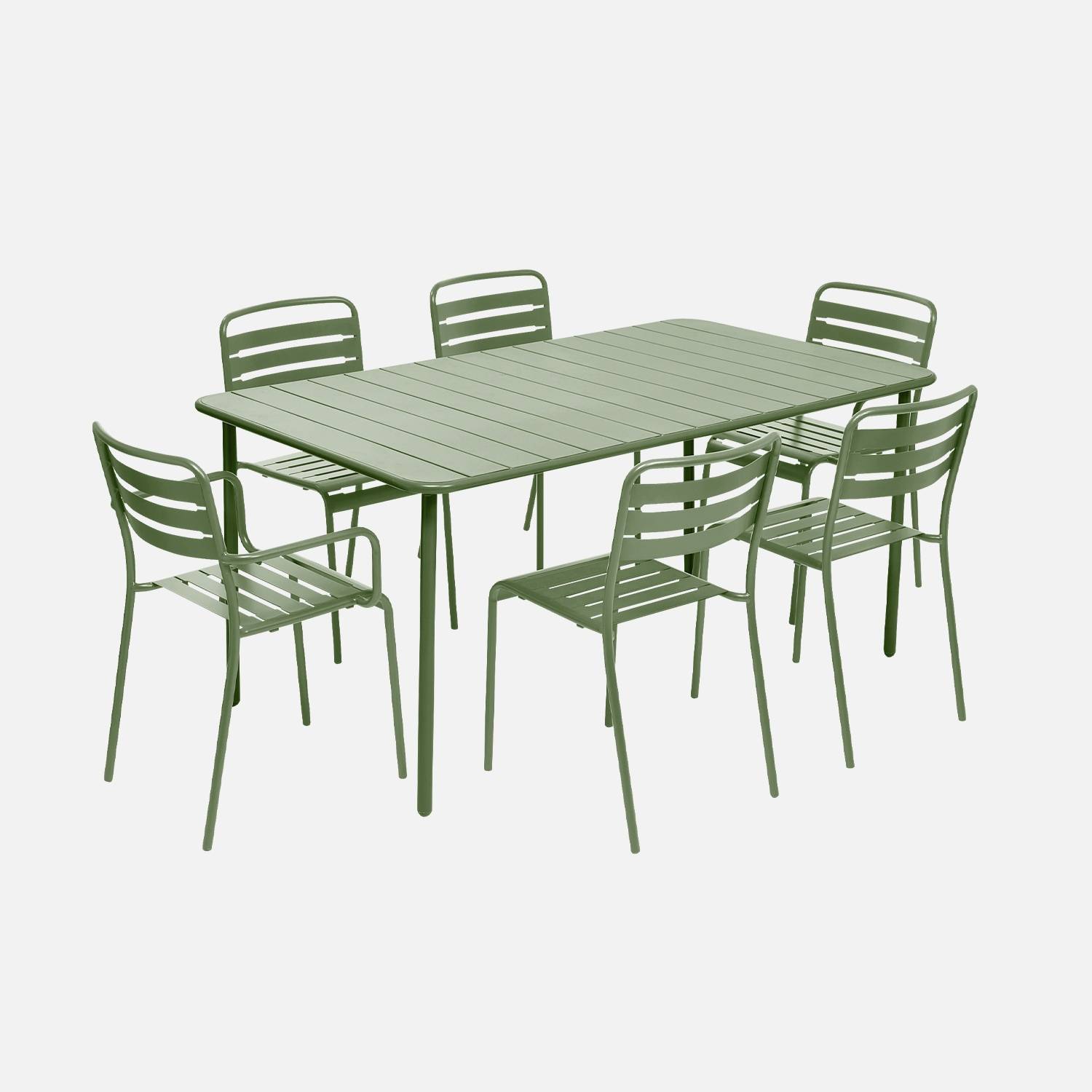Tuinset van metaal 6 stoelen groen