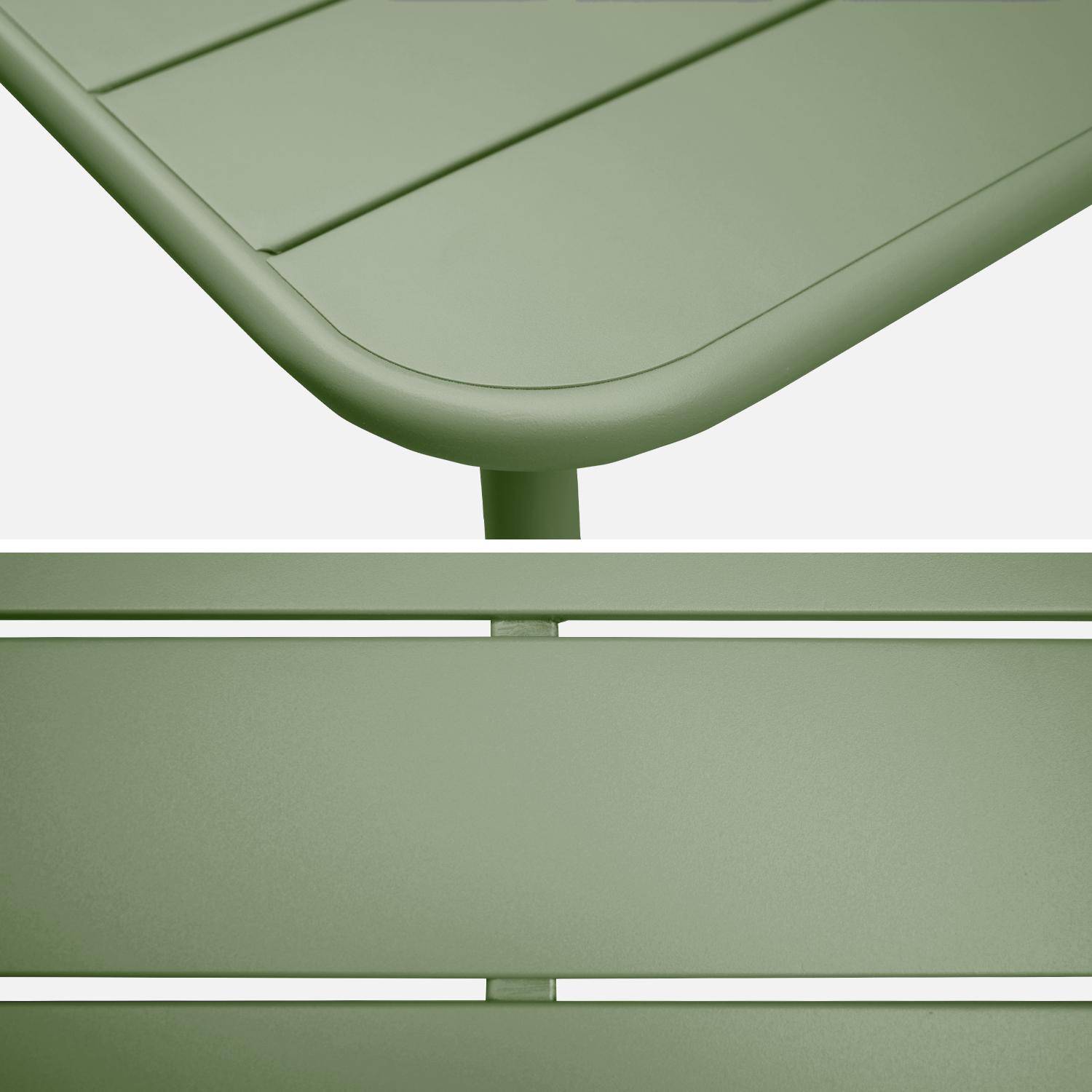 Tuintafel van metaal + 6 stoelen, waarvan 2 met armleuning, groen, staal met roestwerende behandeling. Photo8