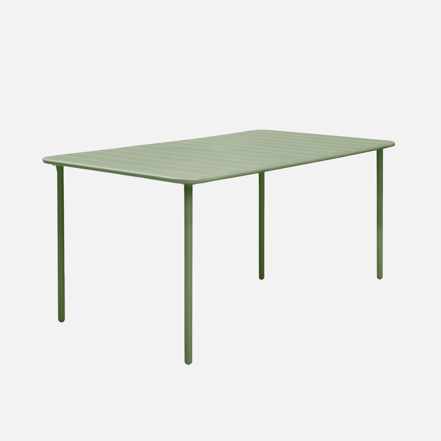 Tuintafel van metaal + 6 stoelen, waarvan 2 met armleuning, groen, staal met roestwerende behandeling. Photo5
