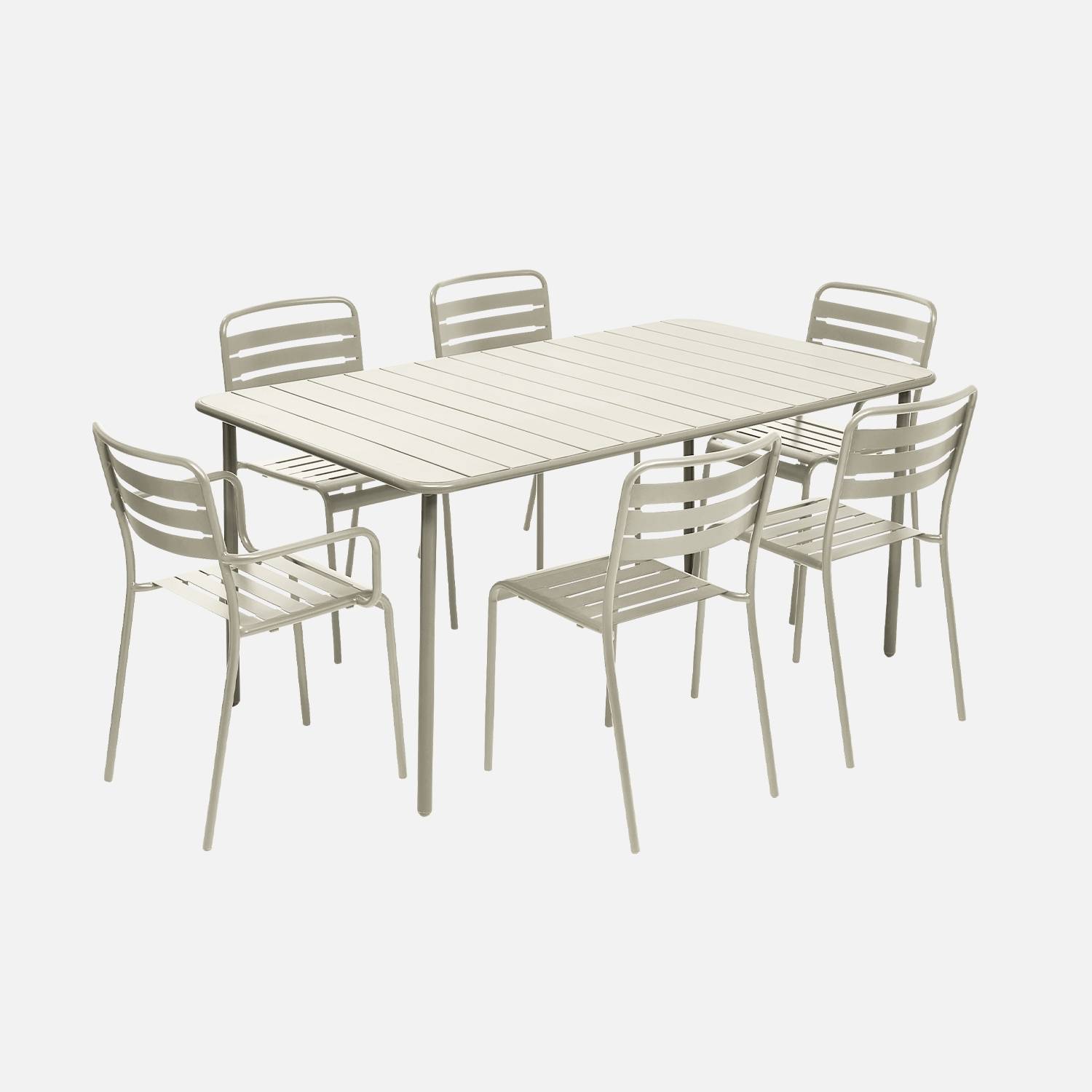 Tuintafel van metaal 6 stoelen beige