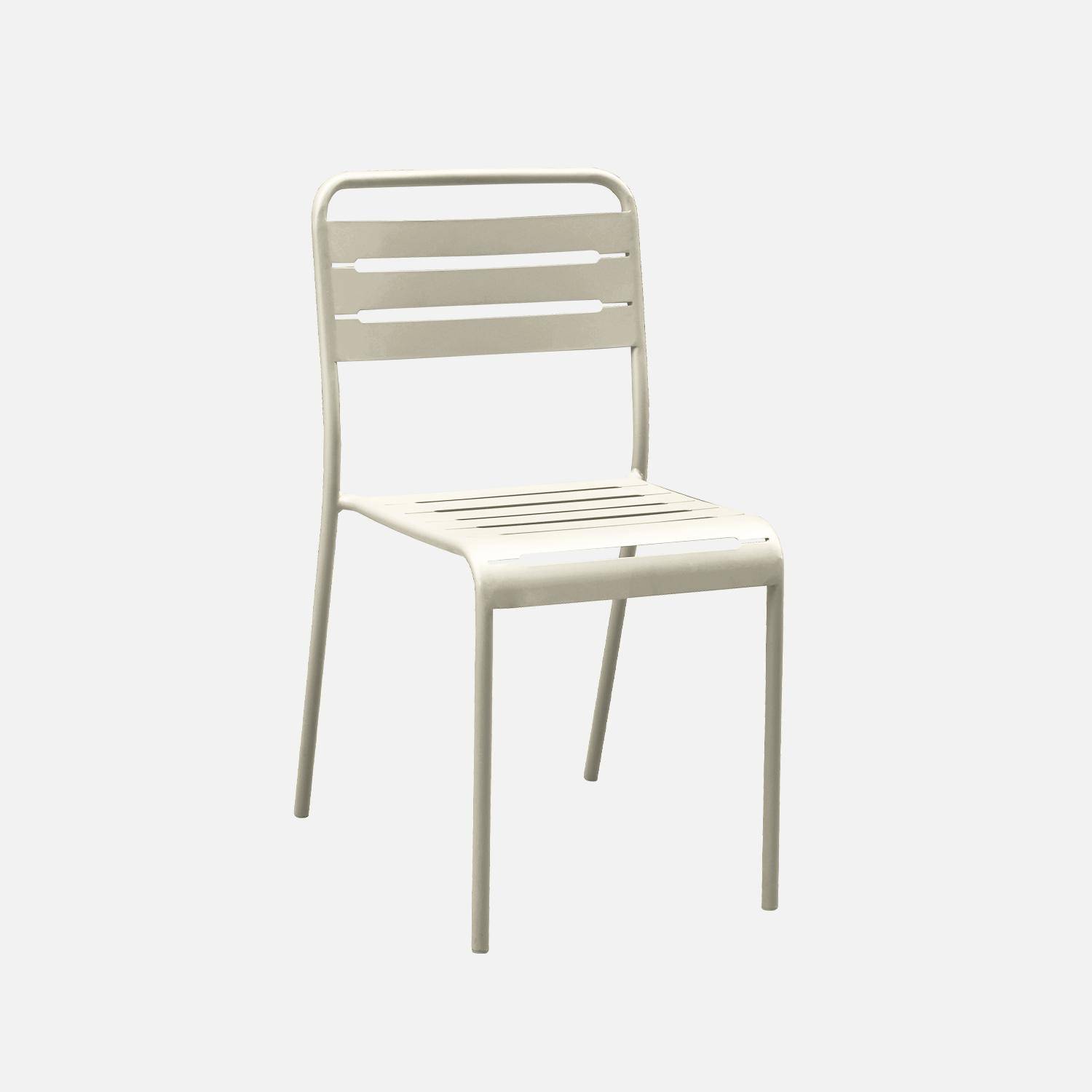 Table de jardin métal + 2 fauteuils et 4 chaises, beige, acier traitement anti rouille Photo6