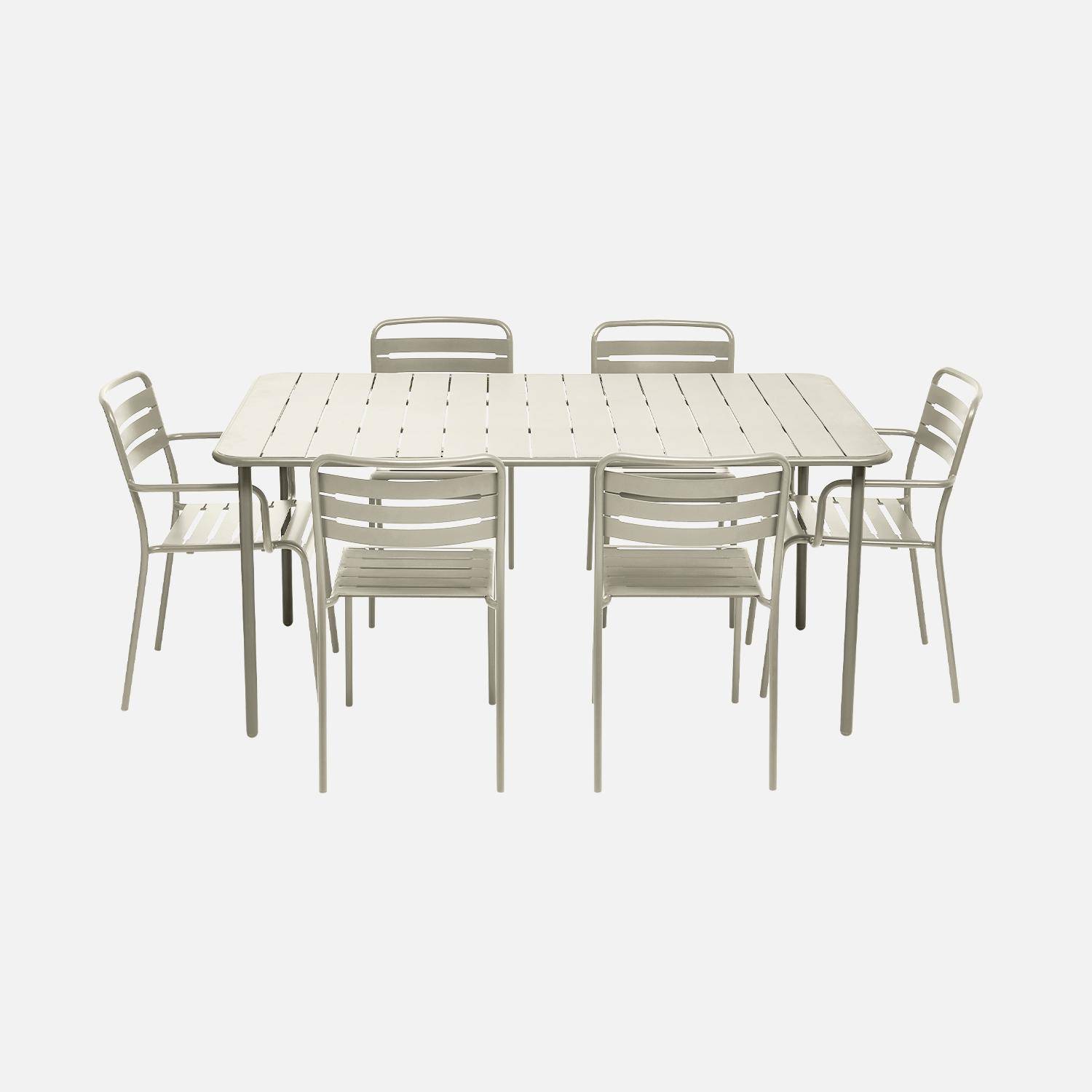 Table de jardin métal + 2 fauteuils et 4 chaises, beige, acier traitement anti rouille Photo4