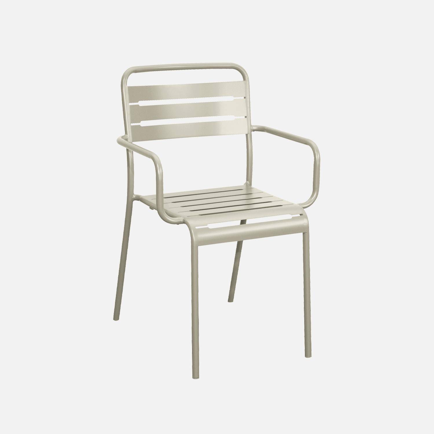 Table de jardin métal + 2 fauteuils et 4 chaises, beige, acier traitement anti rouille,sweeek,Photo7