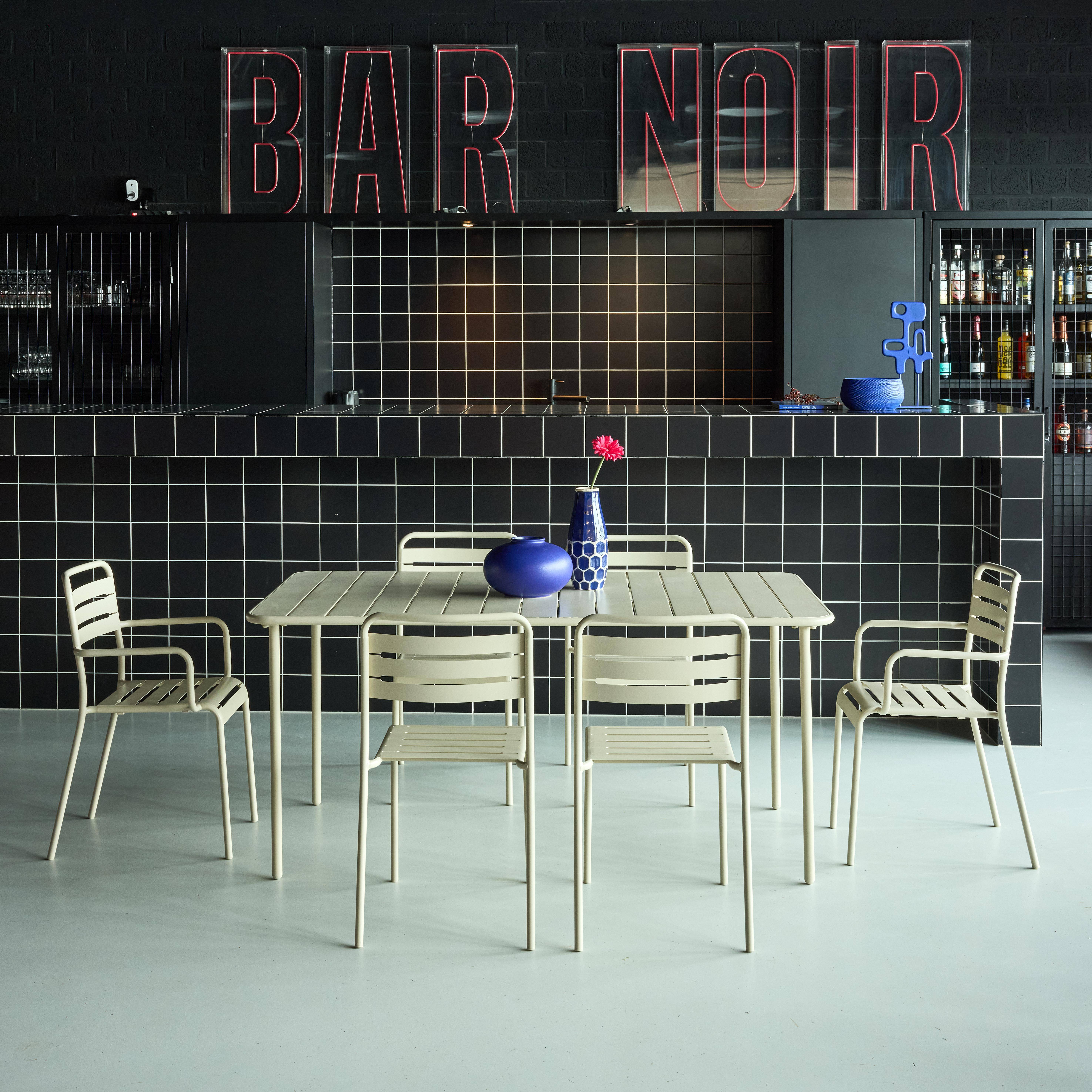 Table de jardin métal + 2 fauteuils et 4 chaises, beige, acier traitement anti rouille,sweeek,Photo2