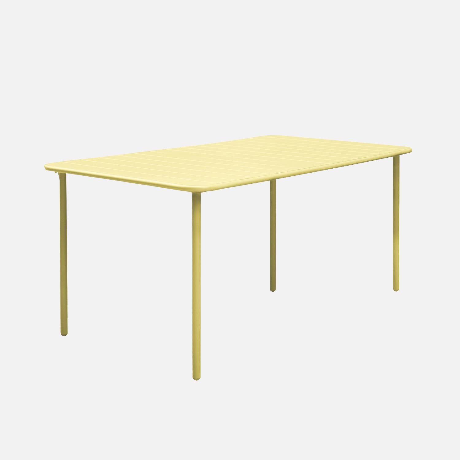 Table de jardin métal + 2 fauteuils et 4 chaises, jaune, acier traitement anti rouille Photo5