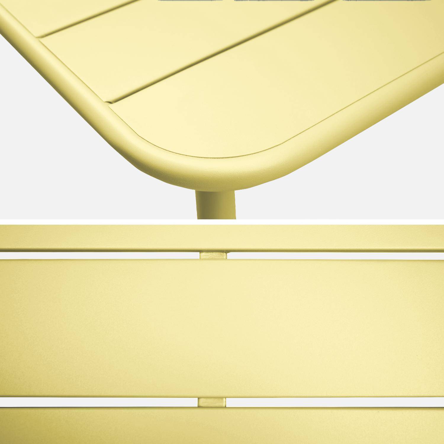 Table de jardin métal + 2 fauteuils et 4 chaises, jaune, acier traitement anti rouille,sweeek,Photo8