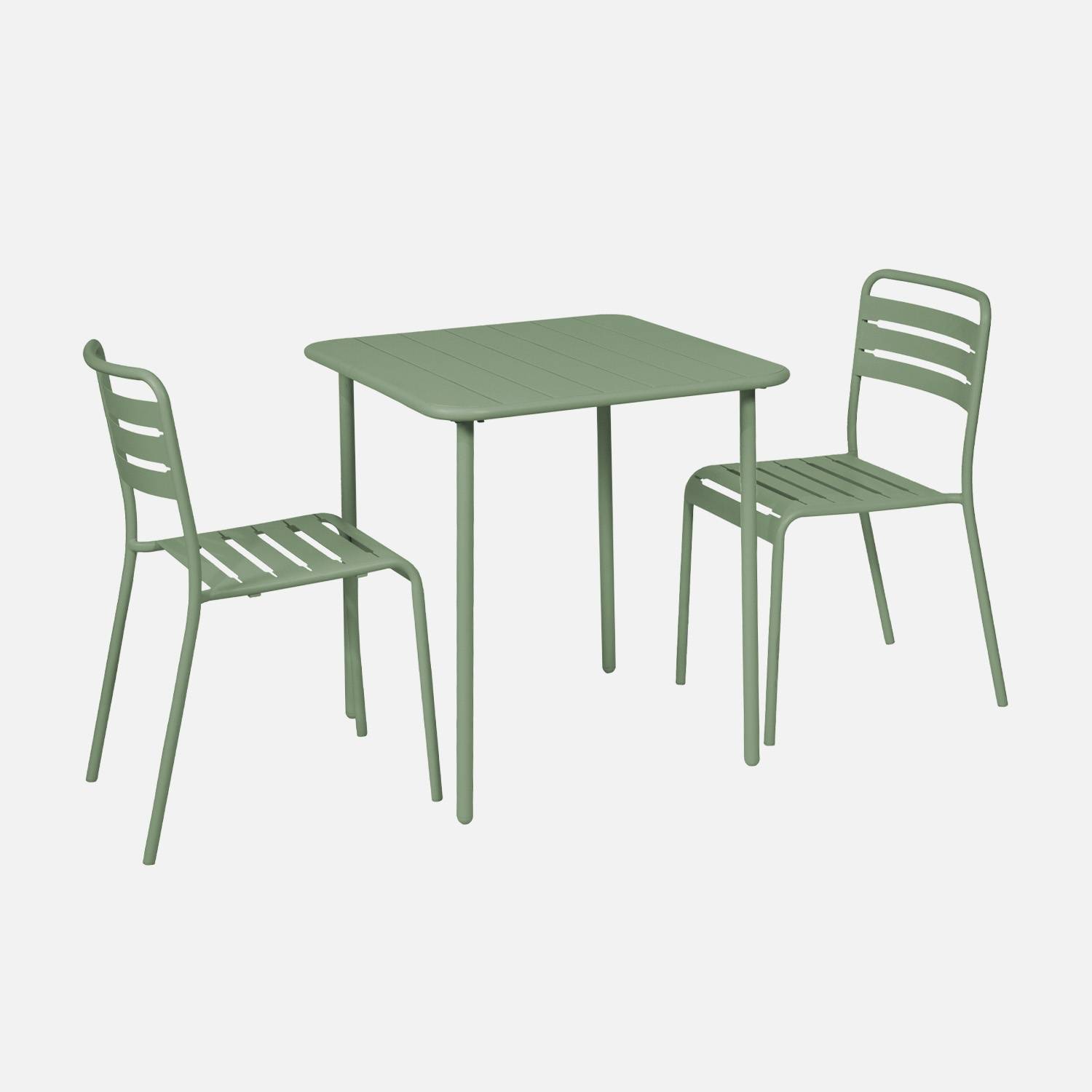 Tuinset van metaal, 2 stoelen, groen