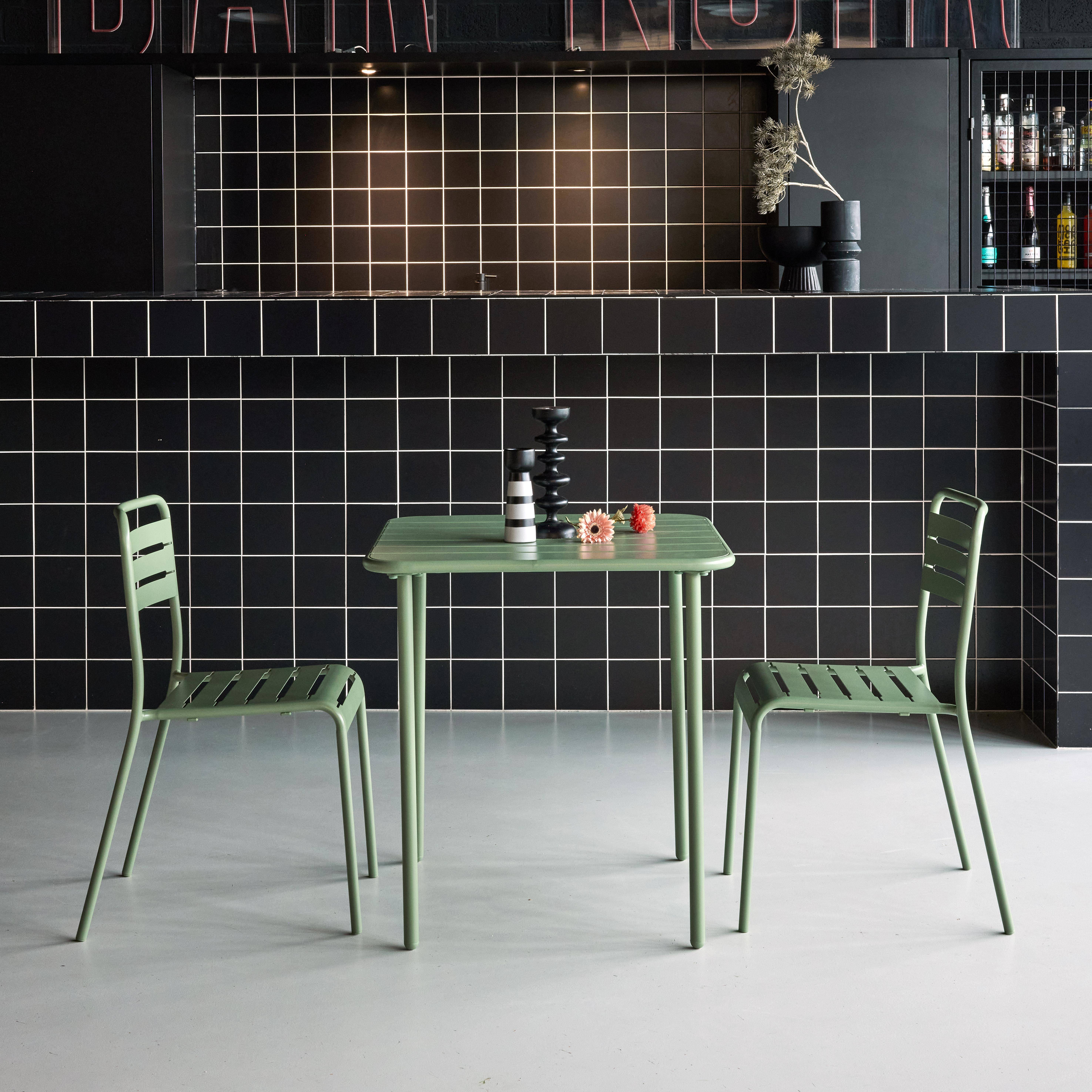 Tuintafel met 2 stoelen groen 70 x 70 x 72,5cm - Amélia,sweeek,Photo1