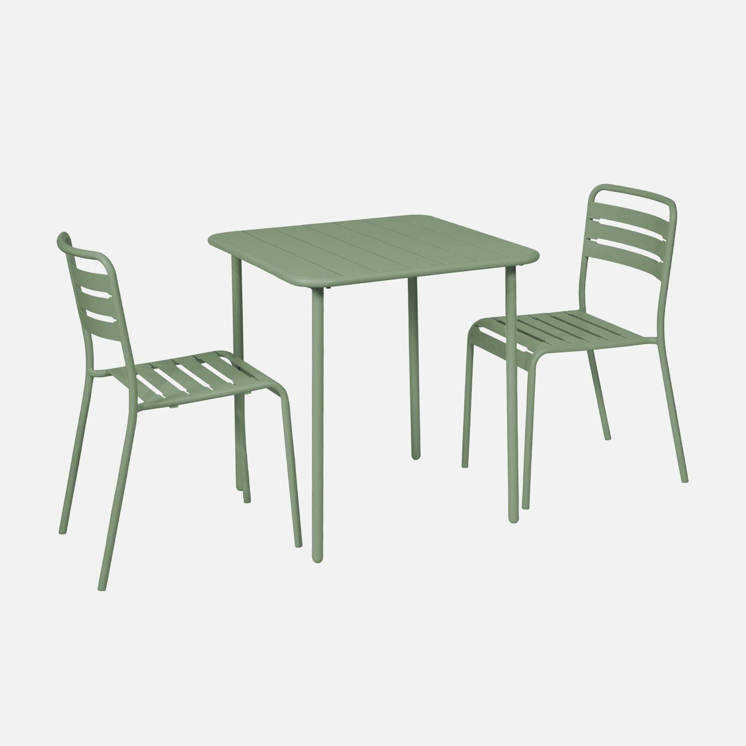 Groene metalen tuintafel Amélia met 2 stoelen Photo3