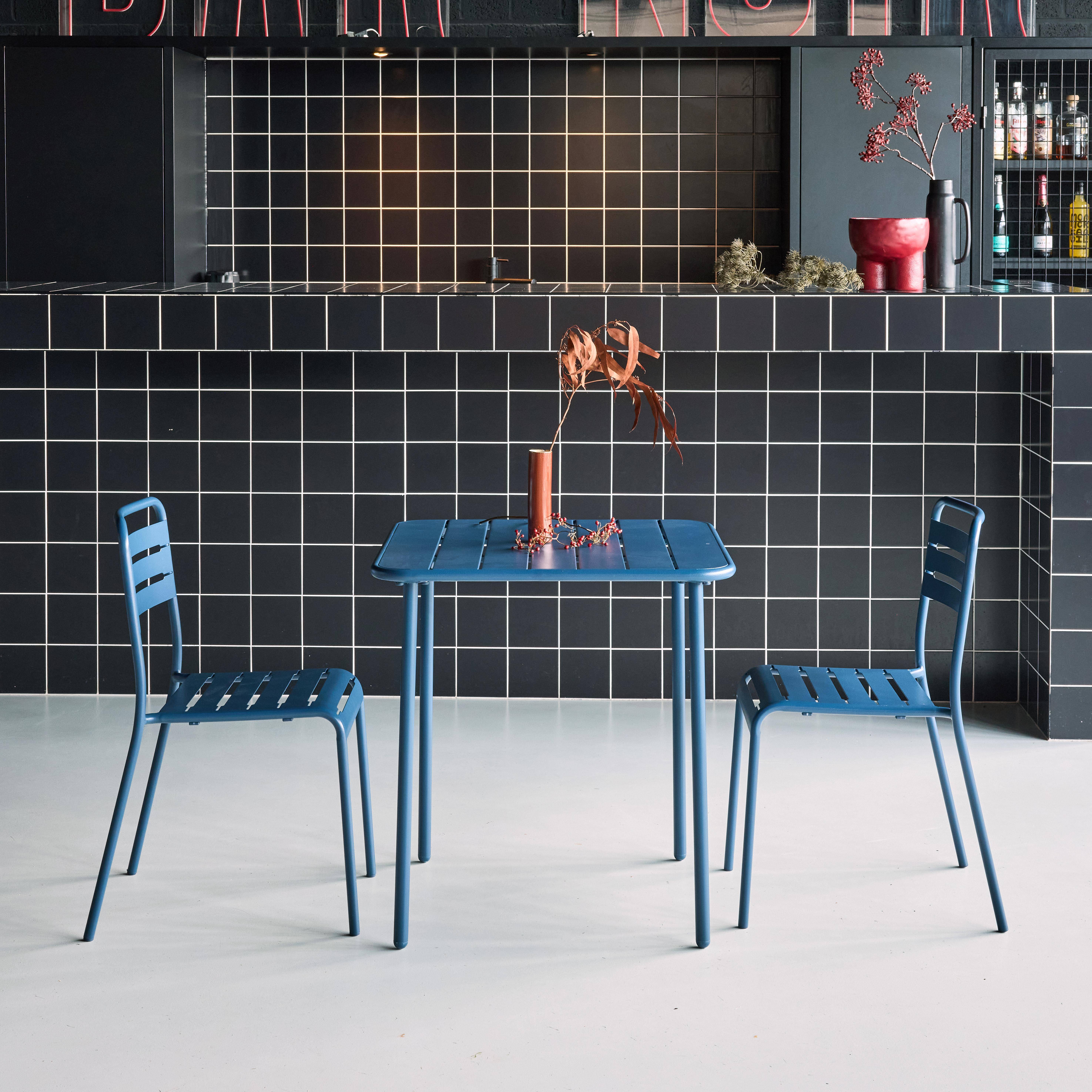 Set tavolo da giardino in metallo con 2 sedie, Amelia, Blu navy, 70x70x72.5 cm Photo1