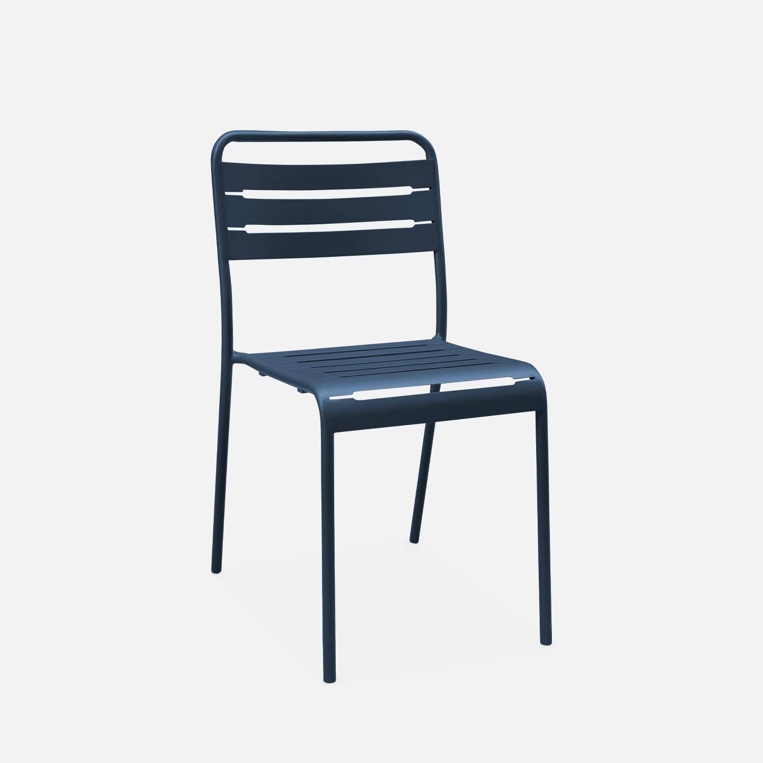 Tuinset van marineblauw metaal Amélia met 2 stoelen Photo5