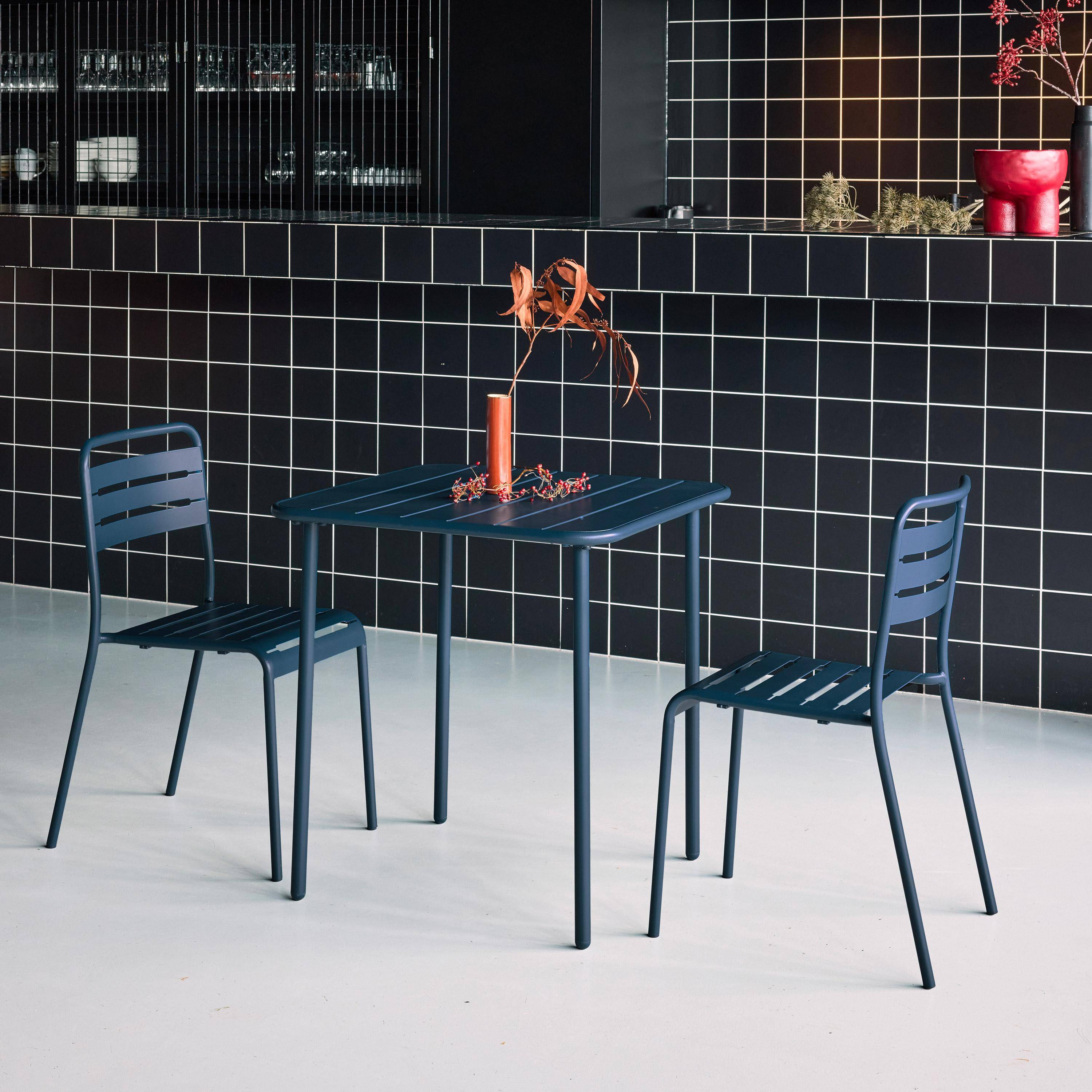 Tuintafel en 2 stoelen marineblauw 70 x 70 x 72,5cm - Amélia Photo3