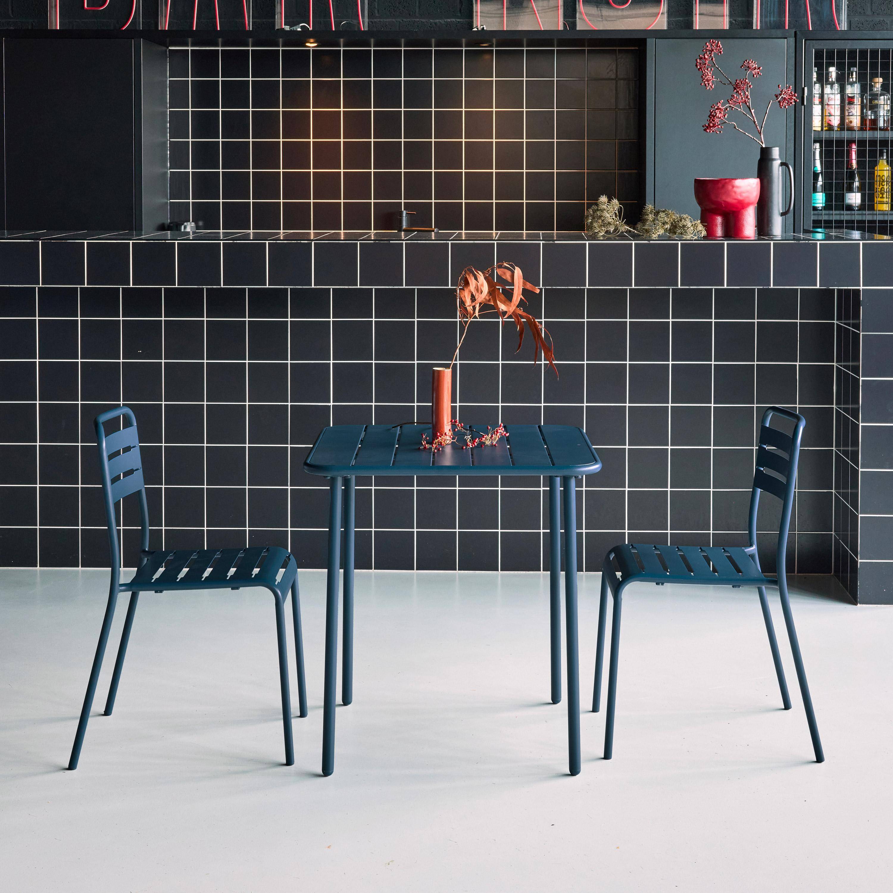 Tuintafel en 2 stoelen marineblauw 70 x 70 x 72,5cm - Amélia Photo2