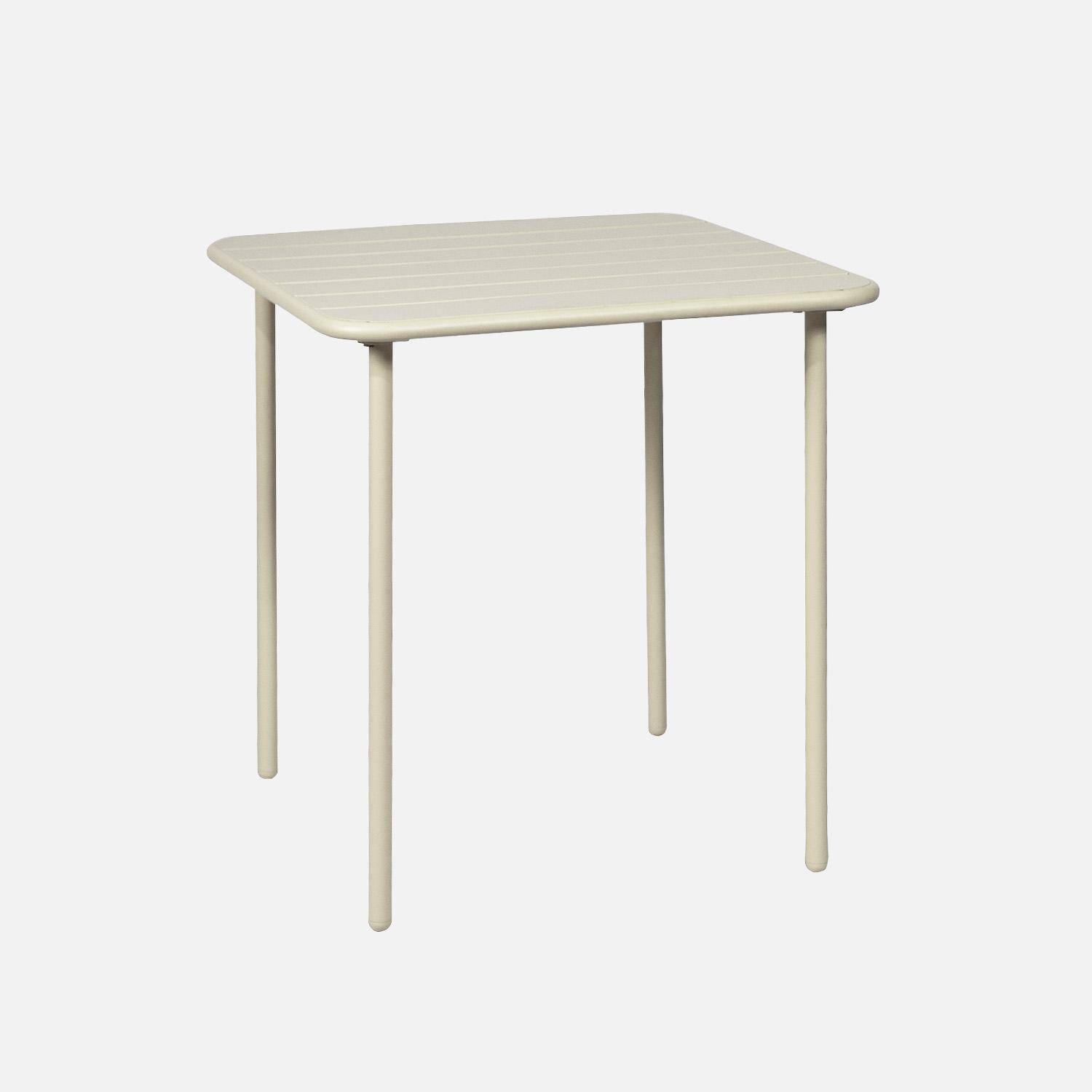 2-seater square steel garden table set with chairs, Amelia, Beige, 70x70x72.5 cm Photo4