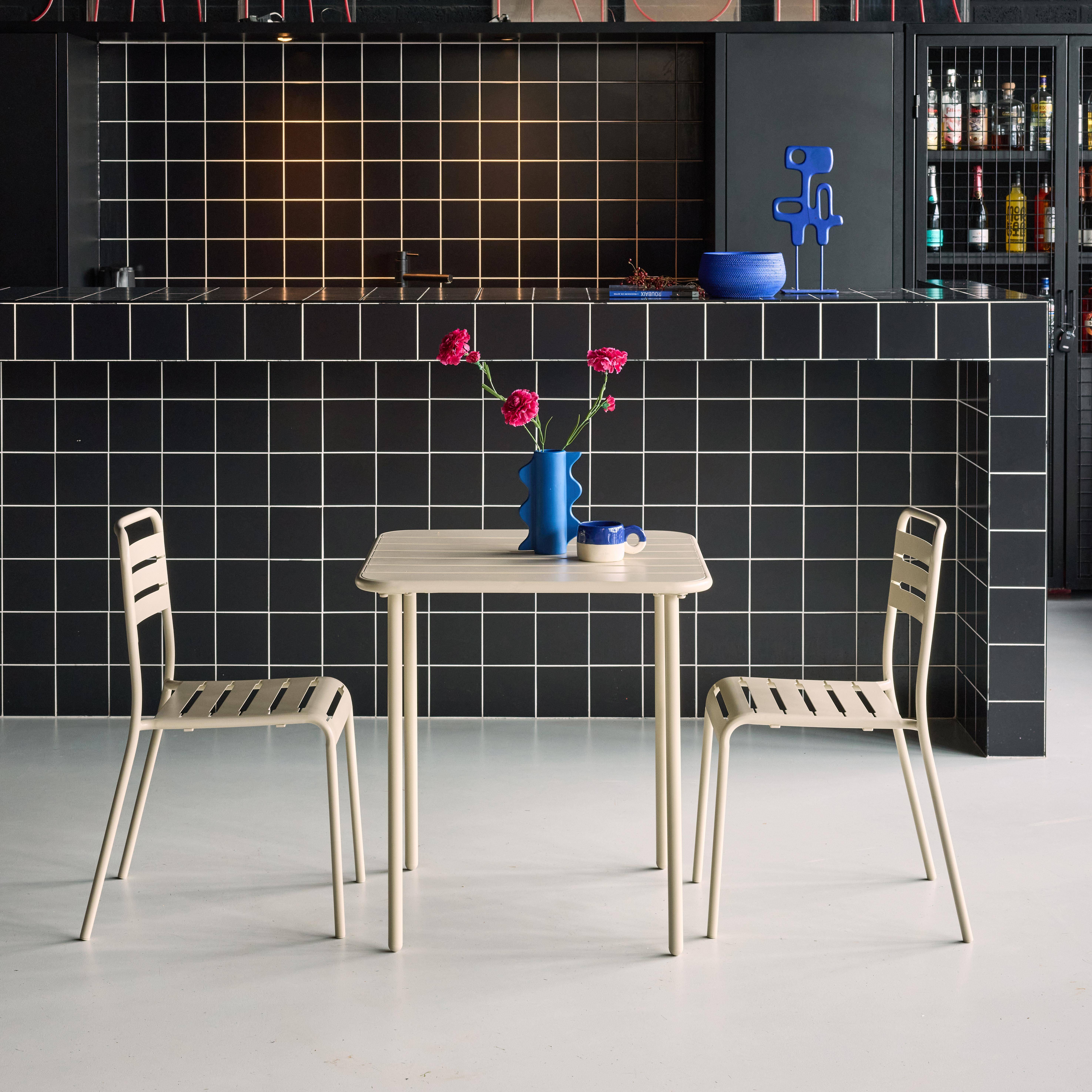 Mesa de jardín de metal con 2 sillas, Amelia, Beige, 70x70x72.5 cm,sweeek,Photo1