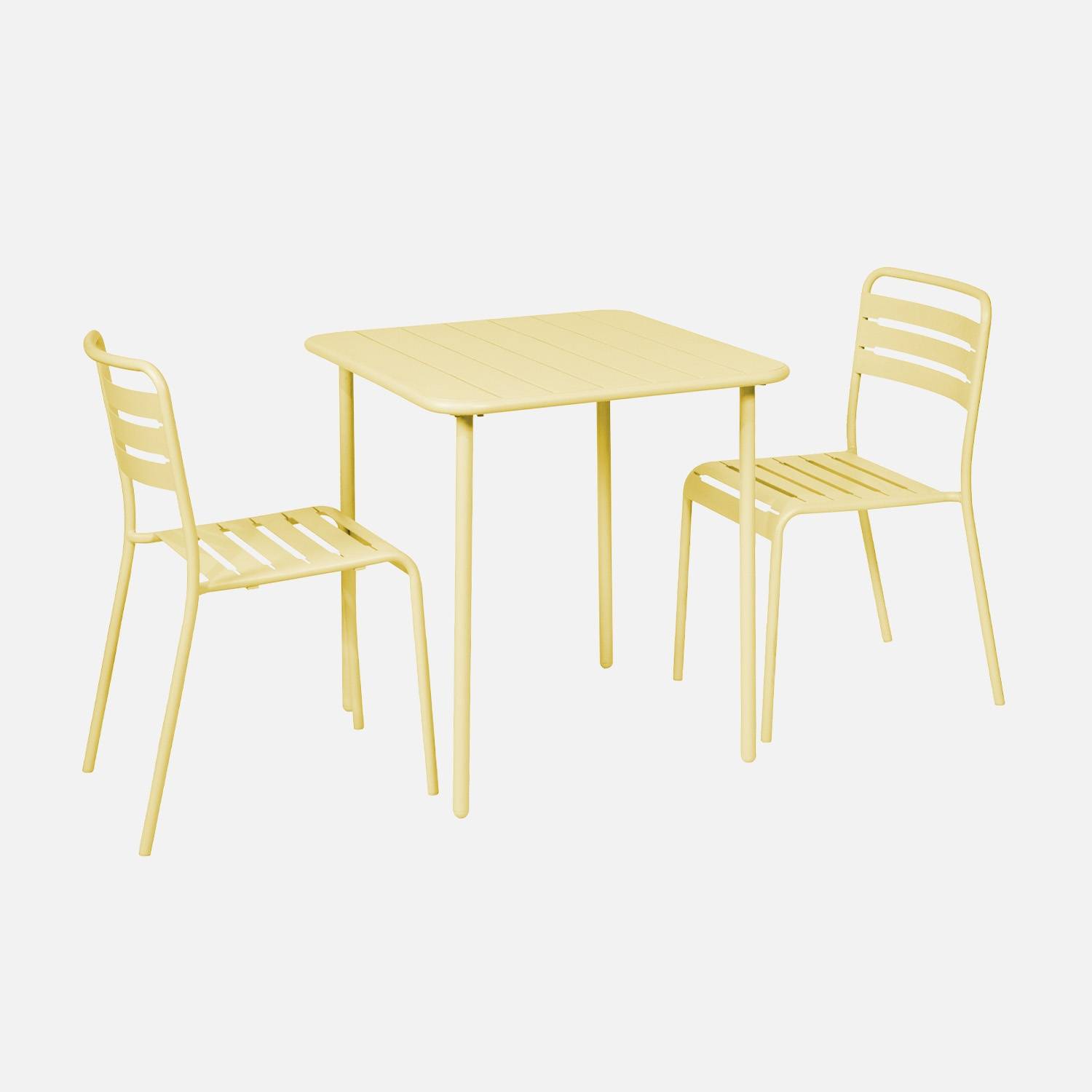 Tuinset van metaal met 2 gele stoelen