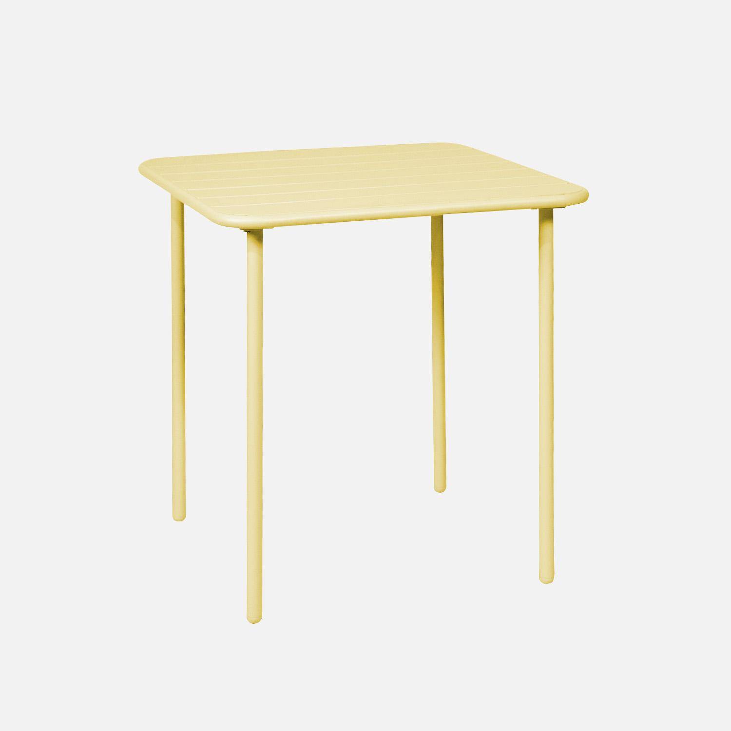 Mesa de jardín de metal con 2 sillas, Amelia, Amarillo, 70x70x72.5 cm Photo4