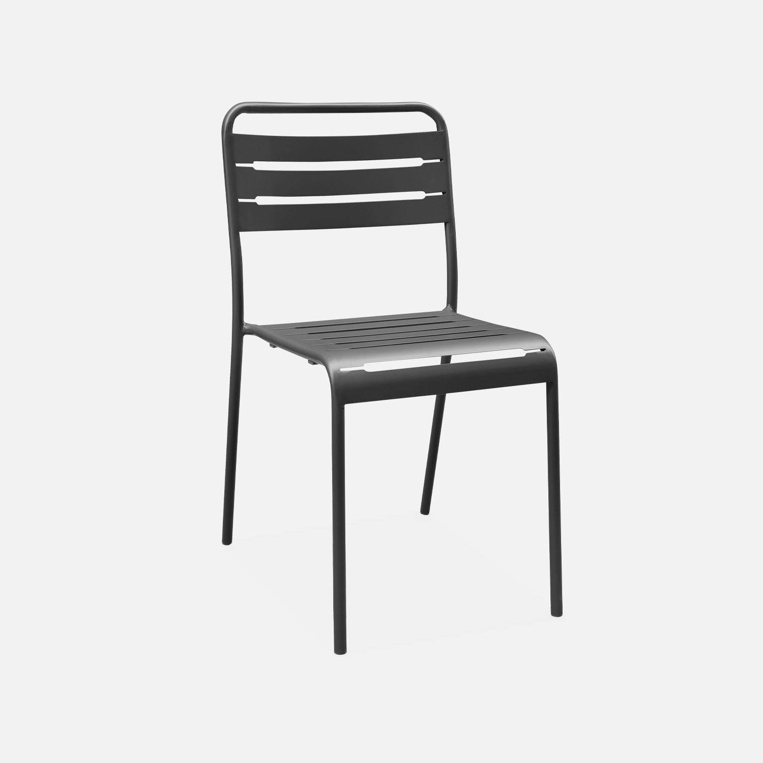 Table de jardin pliante métal 6 chaises, Amelia, anthracite, 141,2 x 80 x 72,5cm Photo3