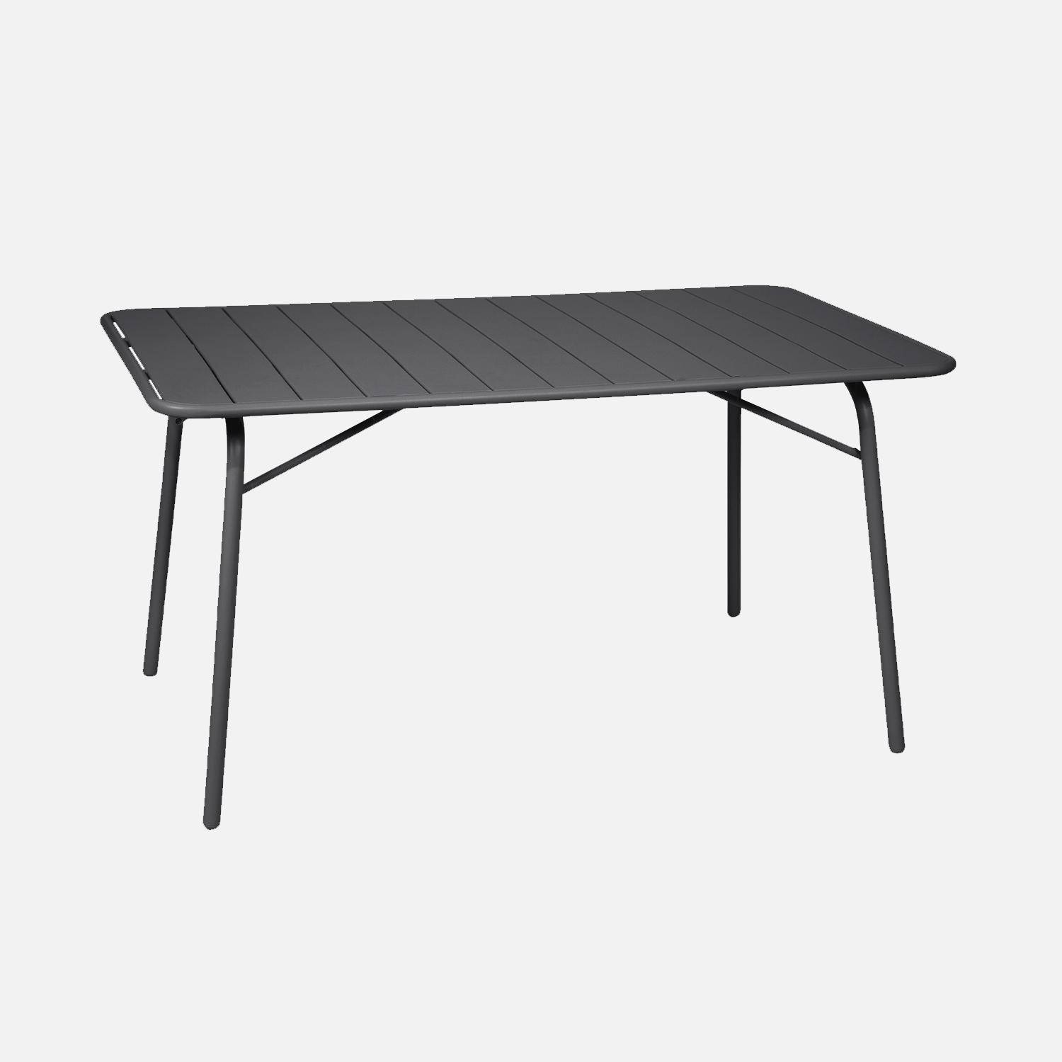 Table de jardin pliante métal 6 chaises, Amelia, anthracite, 141,2 x 80 x 72,5cm Photo2